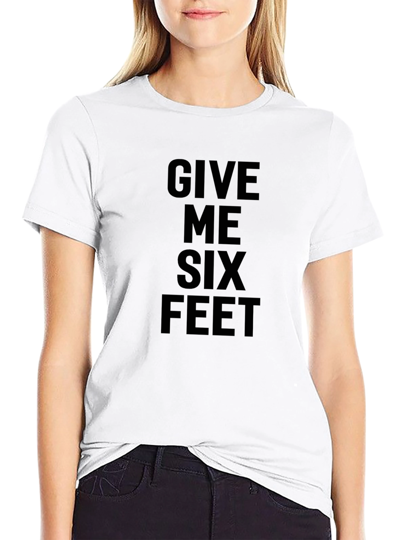 Black Give Me Six Feet Social Distancing Black T-Shirt view 9