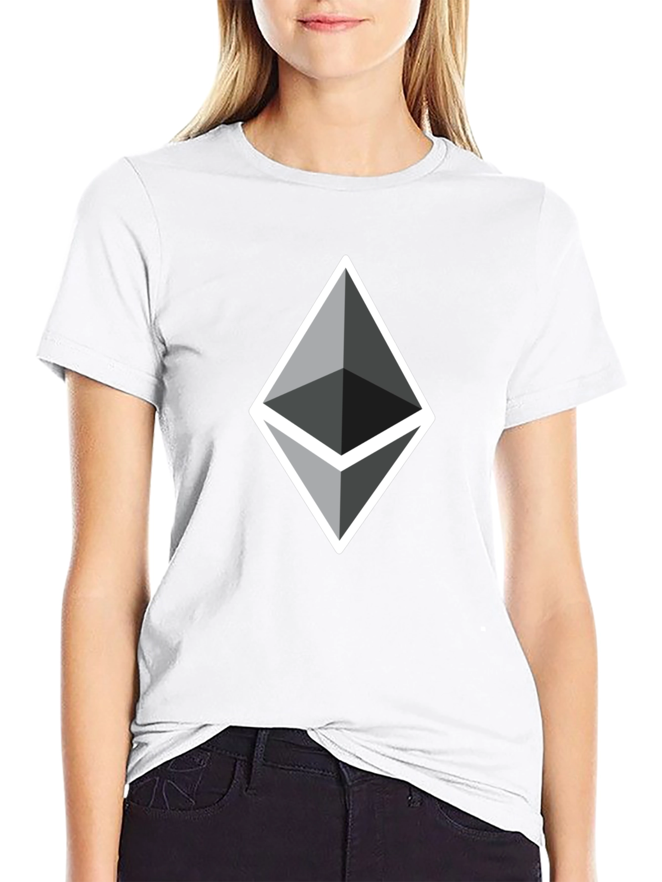 Black Ethereum Crypto Logo Black T-Shirt view 9