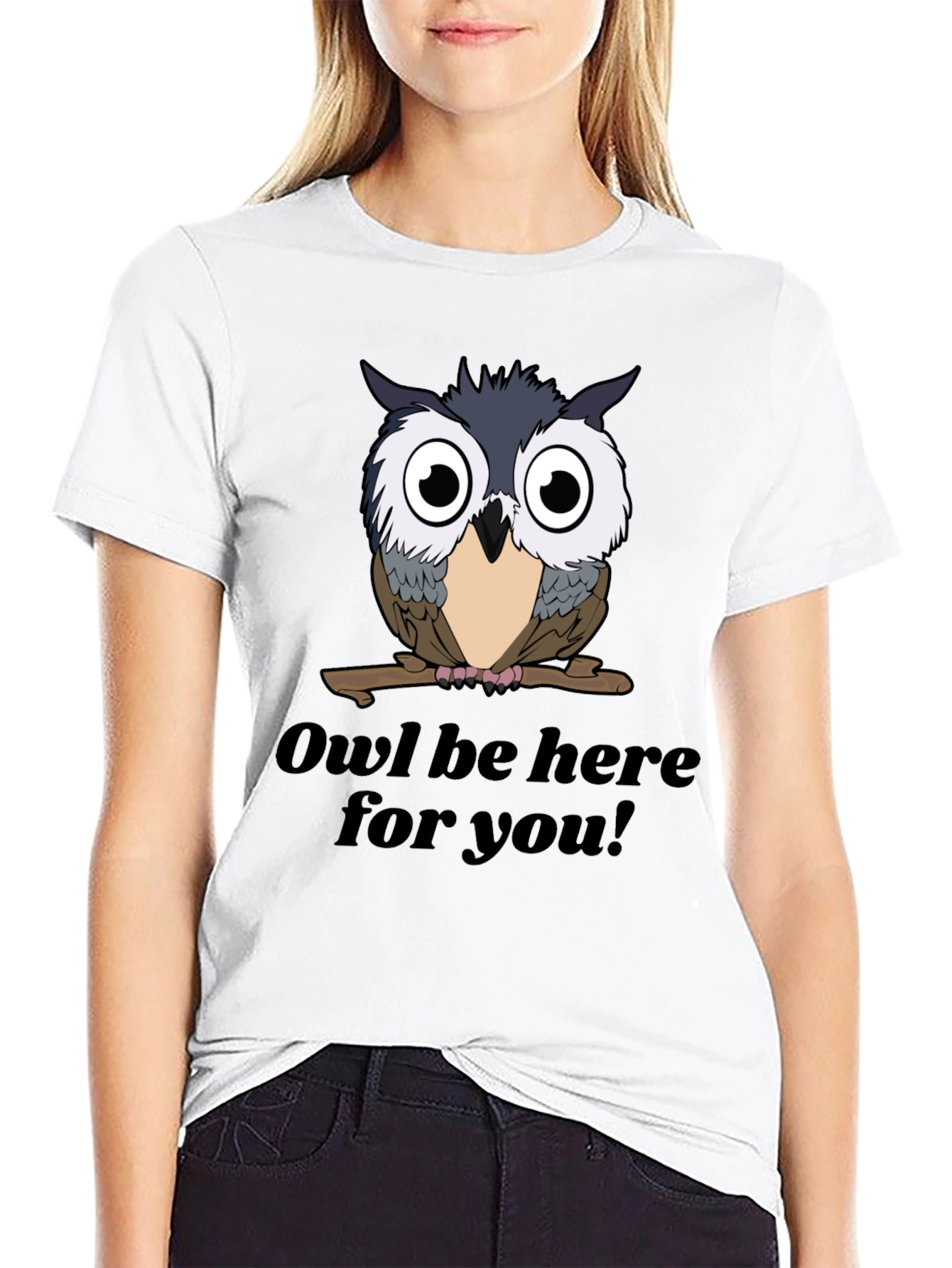 Black Owl Be Here For You T-Shirt - Black Graphic Tee view 9
