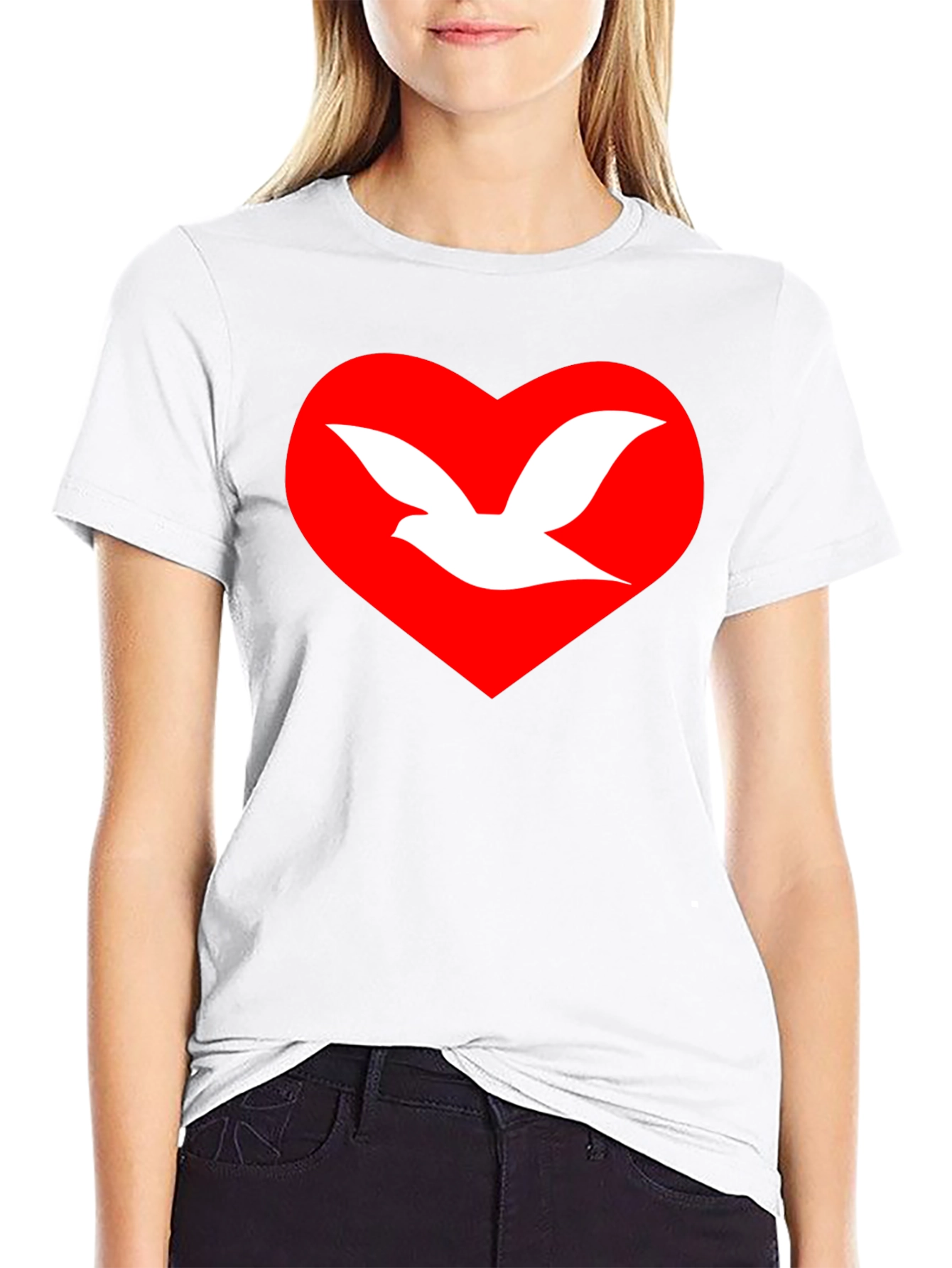 Black Dove Heart Graphic T-Shirt - Unisex Black Tee view 9