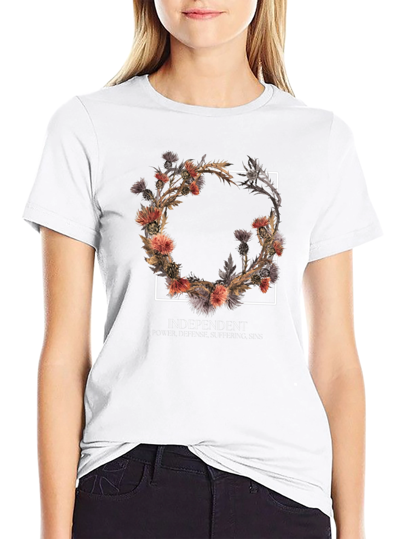 Black Floral Wreath Graphic Tee - Independent Style view 9