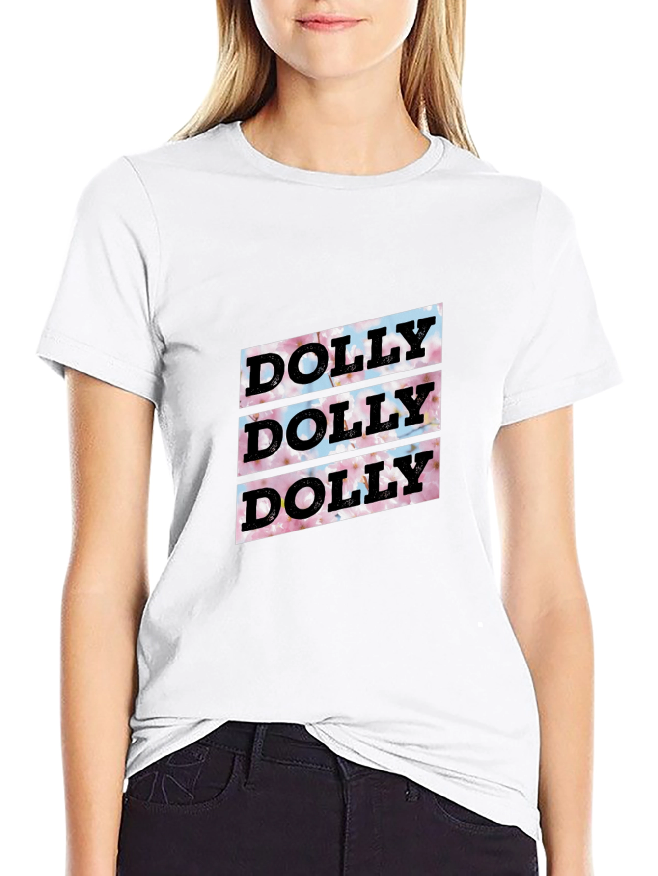 Black Dolly Floral Graphic Tee - Soft Black Cotton T-Shirt view 9
