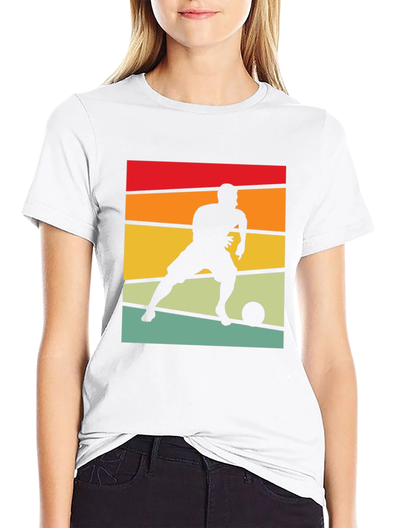 Black Retro Soccer Player Graphic Tee view 9