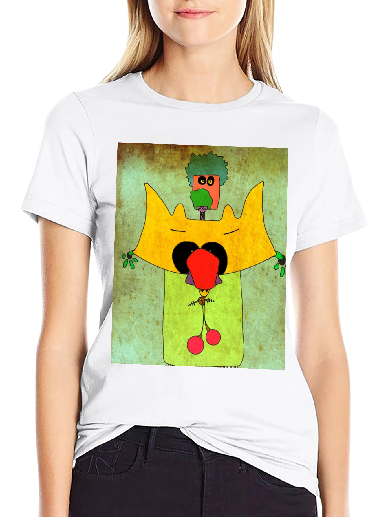 Black Funky Cartoon Character Graphic Tee view 9