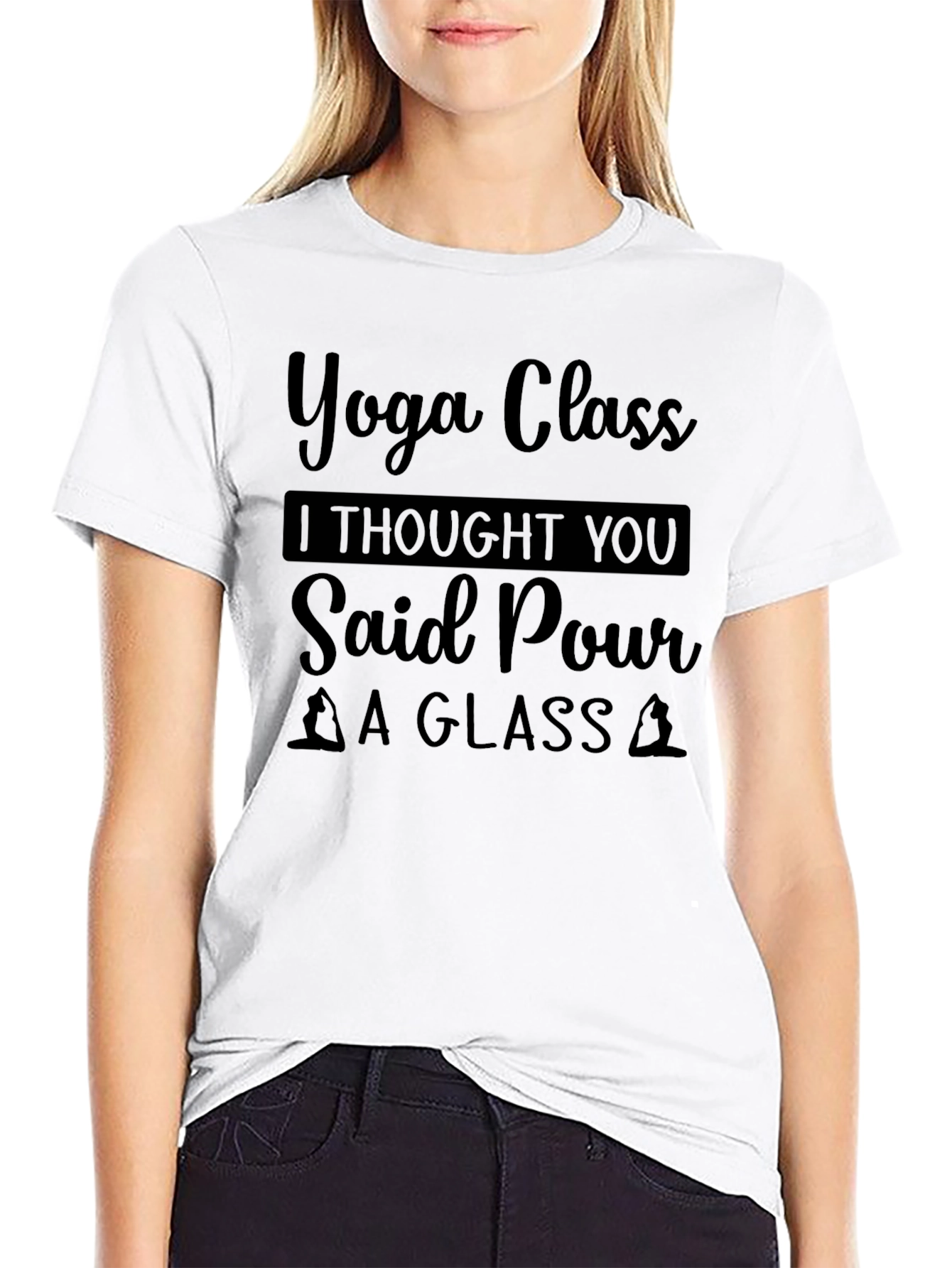 Black Yoga Class Pour a Glass Graphic Tee view 9