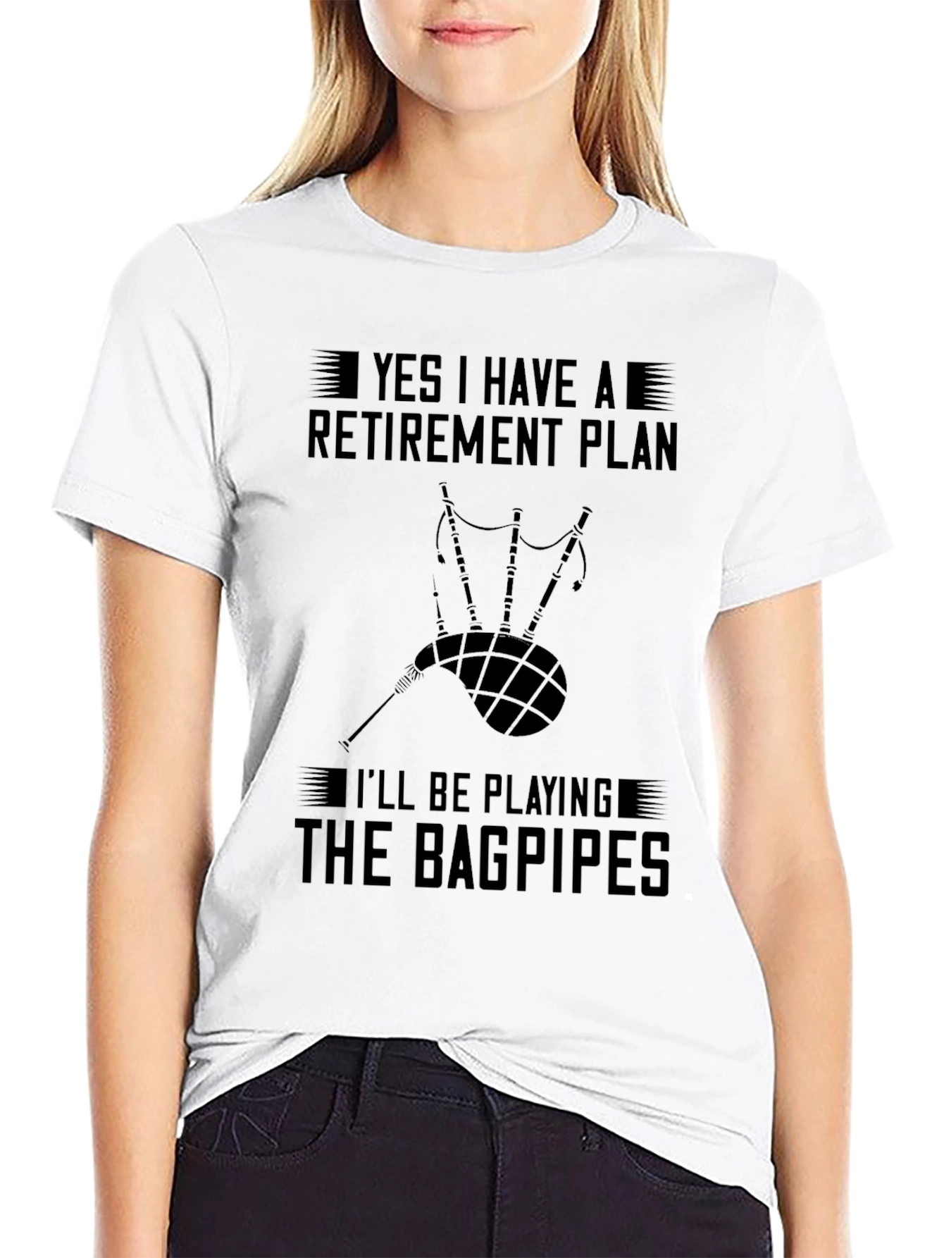 Black Bagpipe Retirement Plan T-Shirt view 9