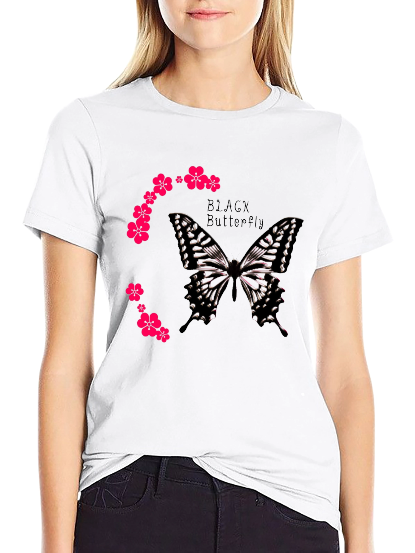 Black Black Butterfly Graphic Tee view 9