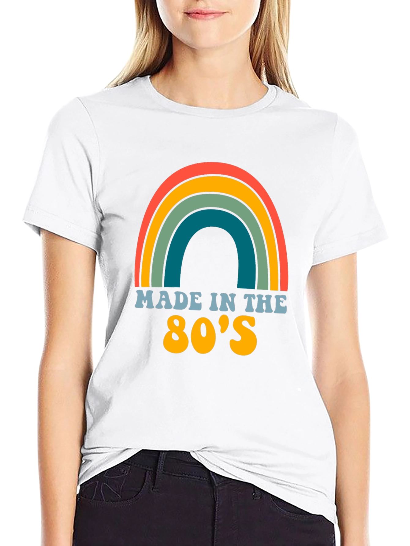 Black Made in the 80's Retro Rainbow T-Shirt view 9