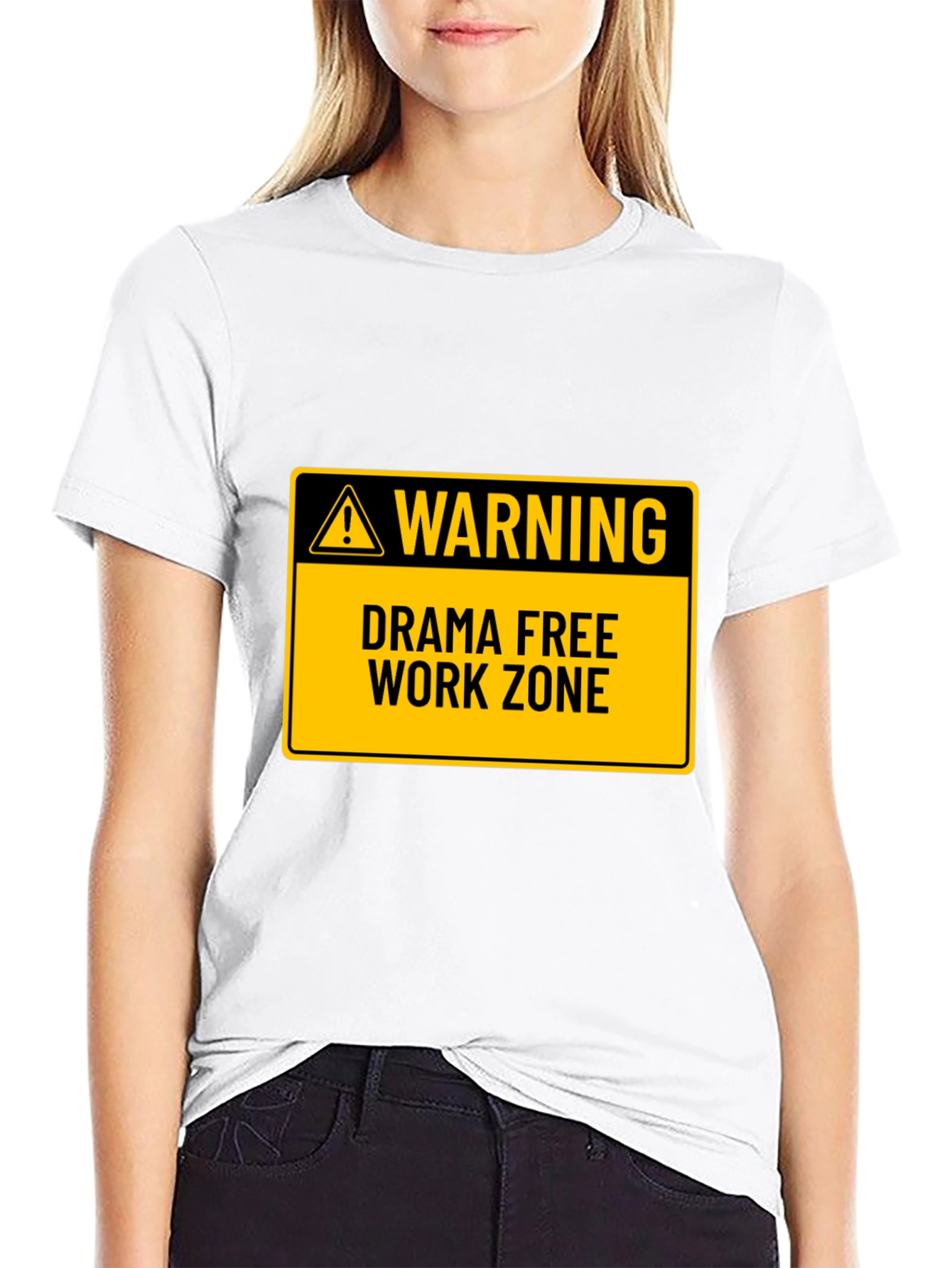 Black Drama Free Work Zone T-Shirt - Novelty Graphic Tee view 9