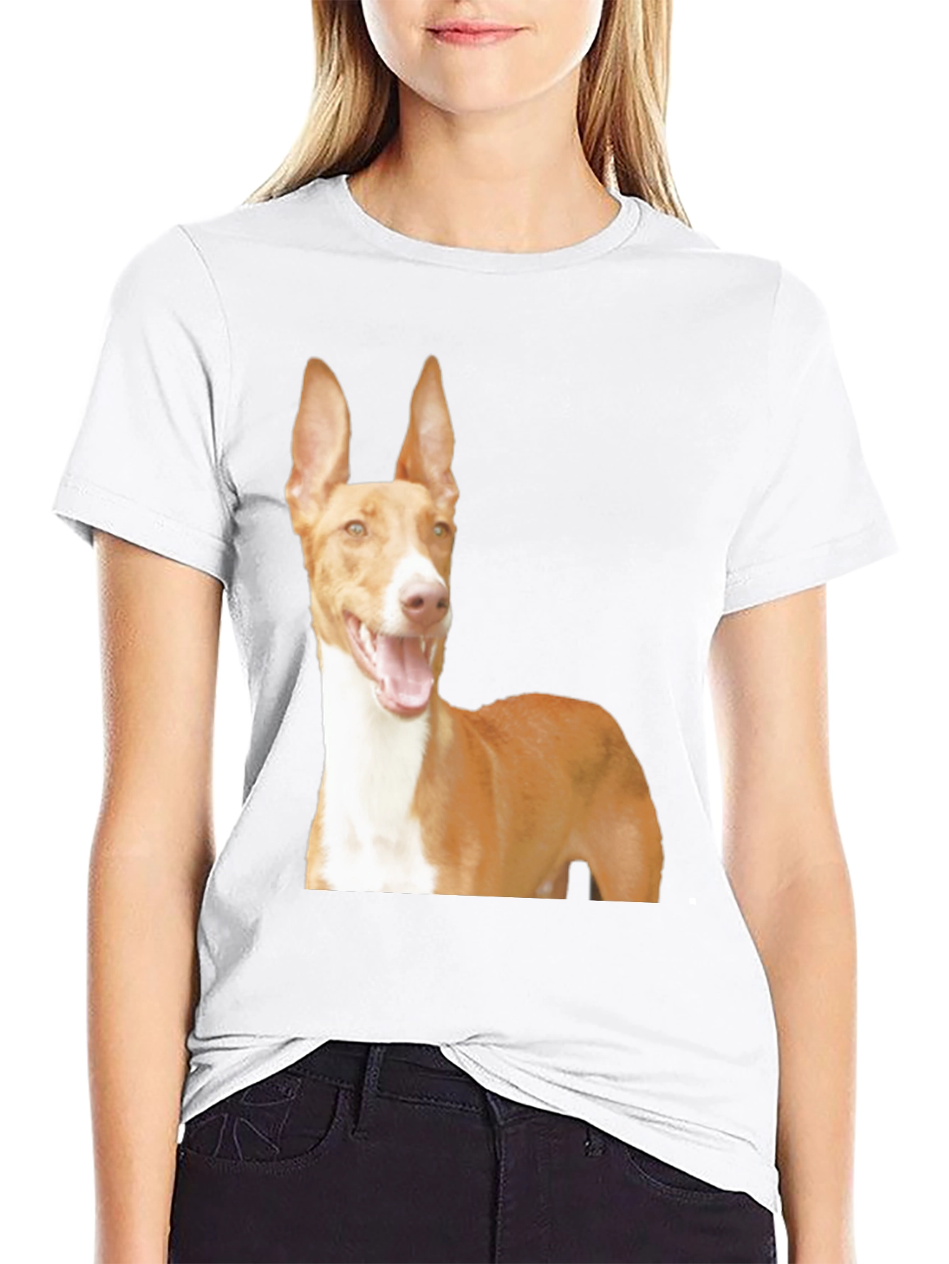 Black Dog Breed Graphic Tee - Ibizan Hound on Black Shirt view 9