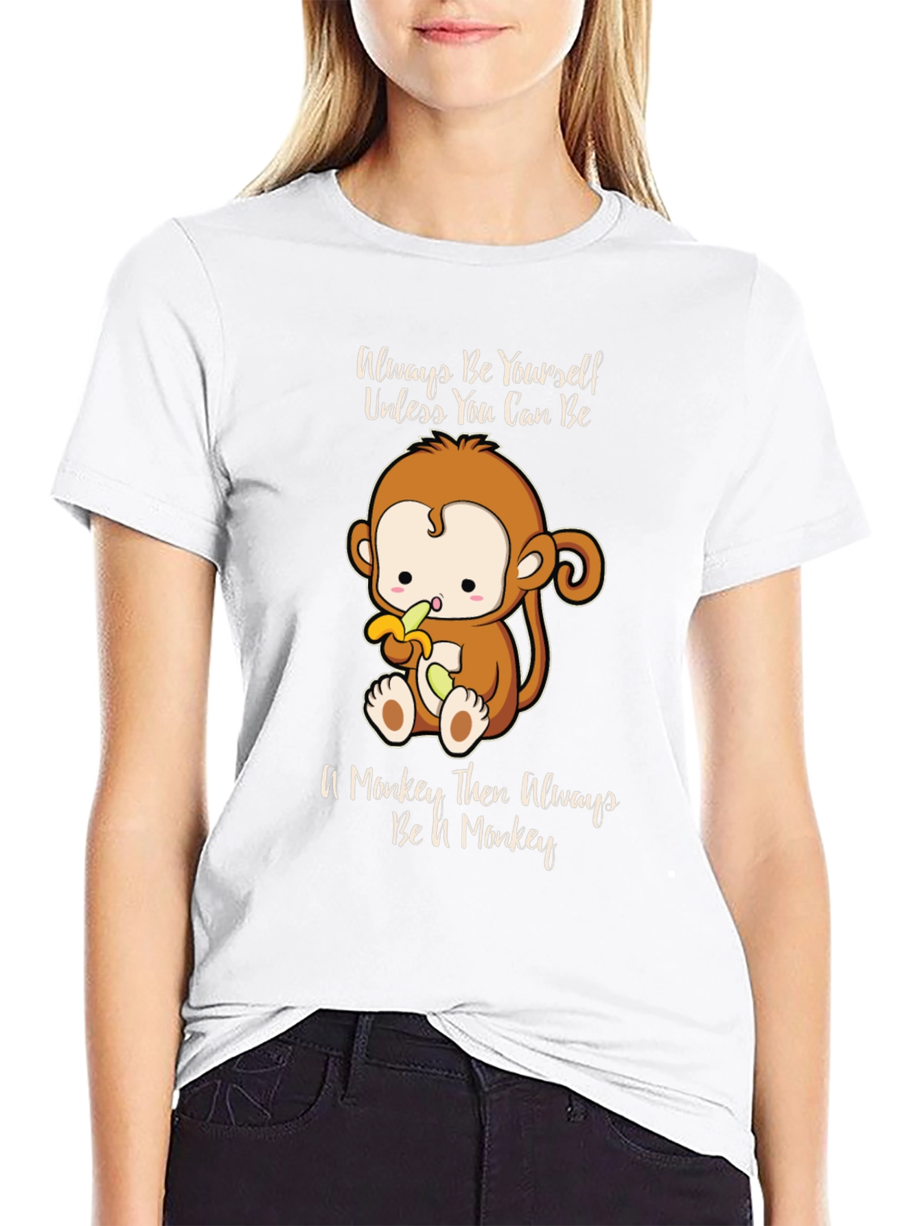 Black Funny Monkey T-Shirt - Always Be Yourself Graphic Tee view 9
