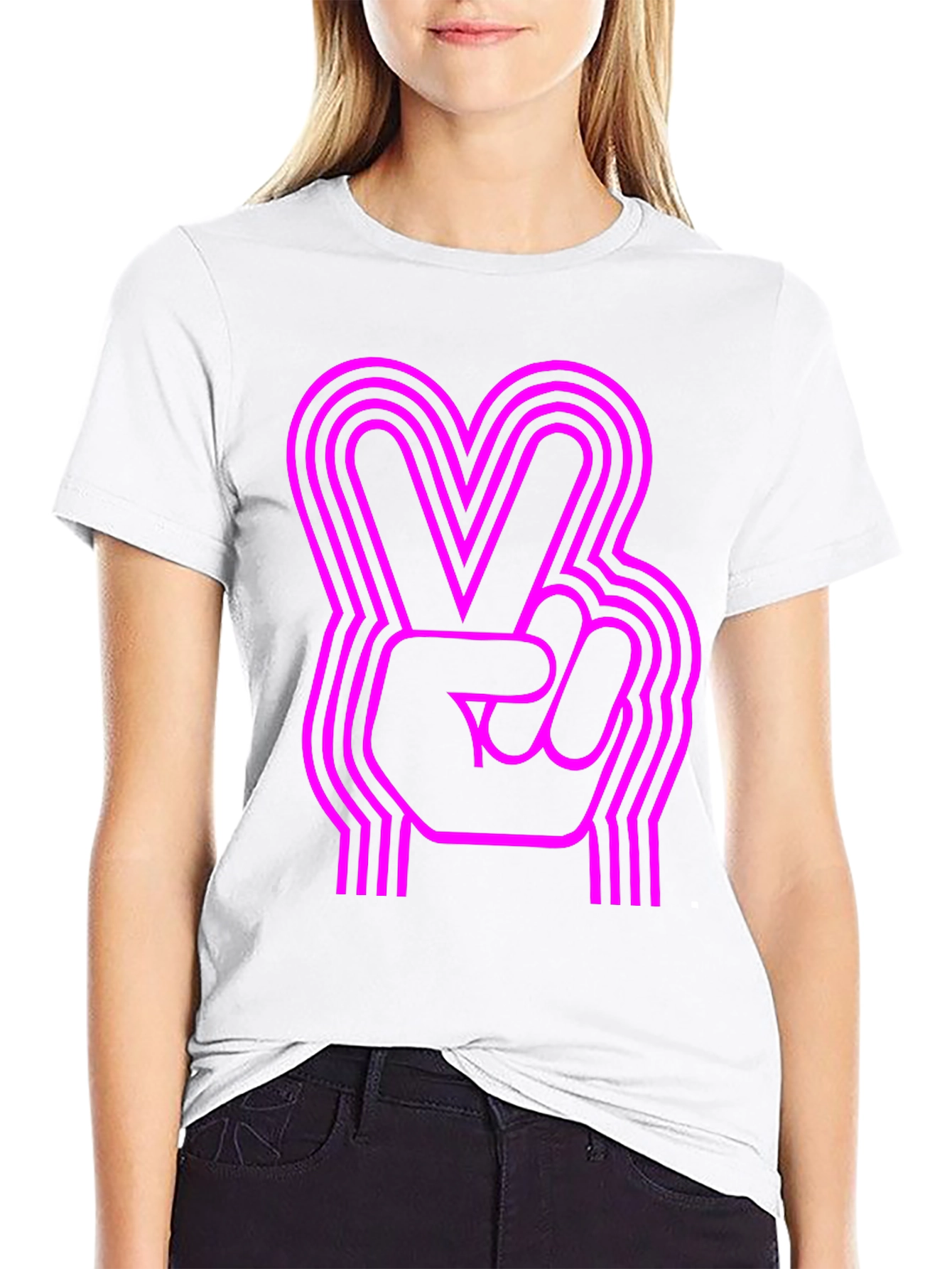Black Retro Peace Sign Graphic Tee view 9