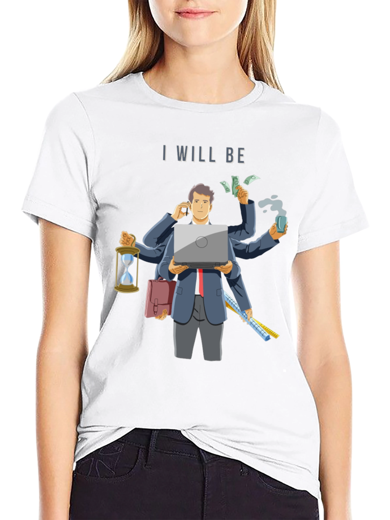 Black I Will Be Multitasking T-Shirt - Novelty Graphic Tee view 9