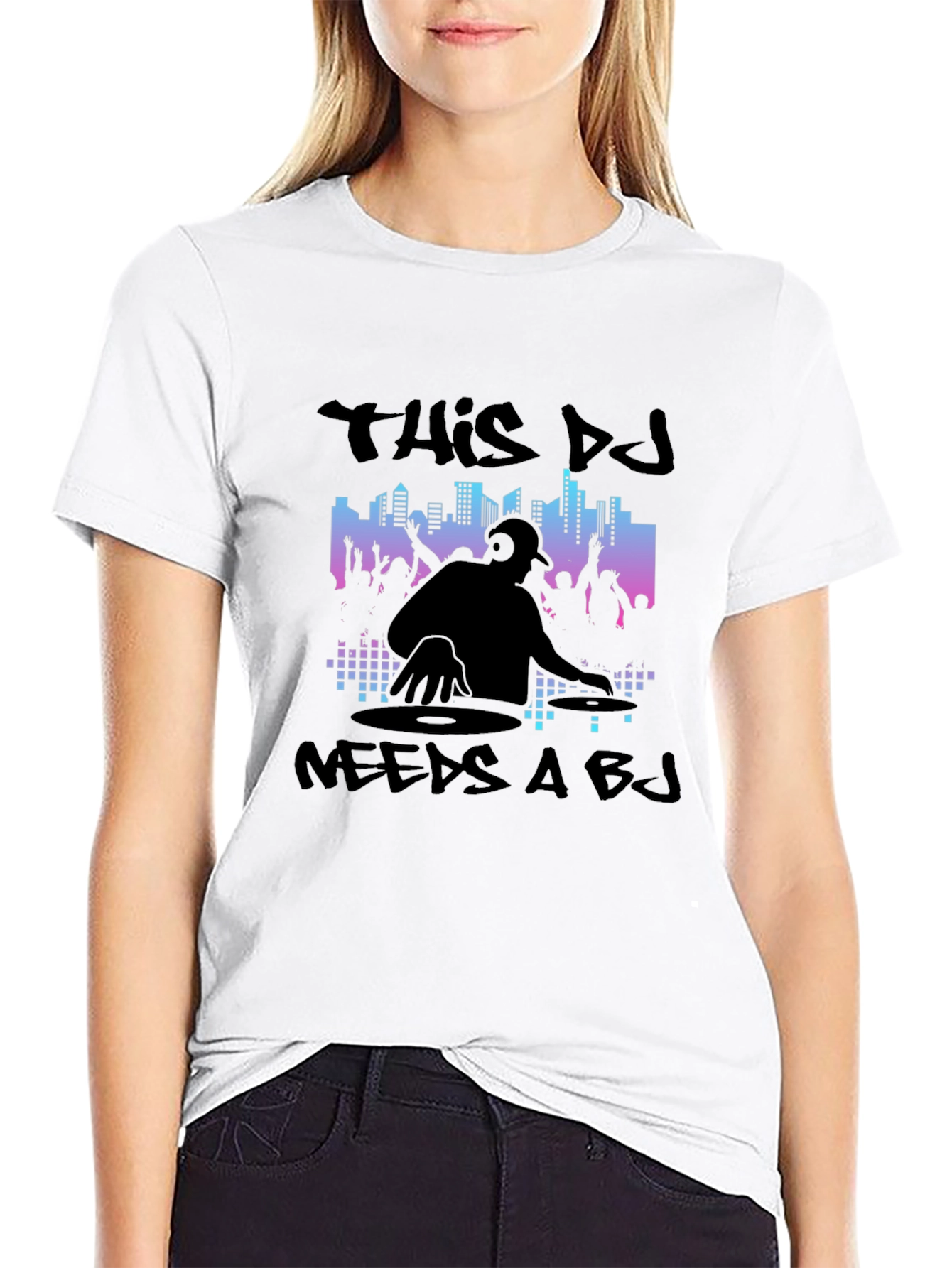 Black DJ Needs A BJ Graphic Black T-Shirt view 9