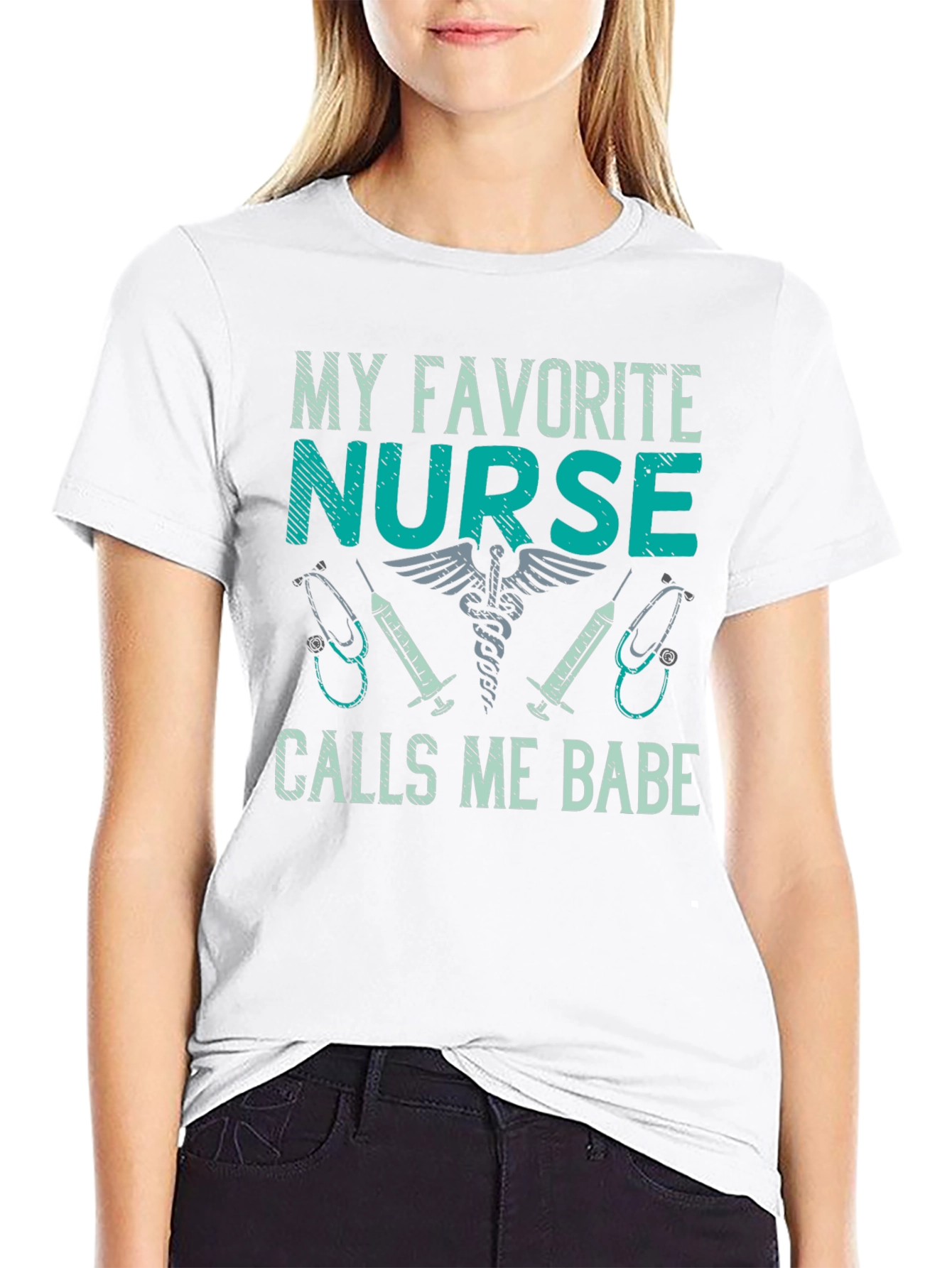 Black My Favorite Nurse Calls Me Babe T-Shirt view 9