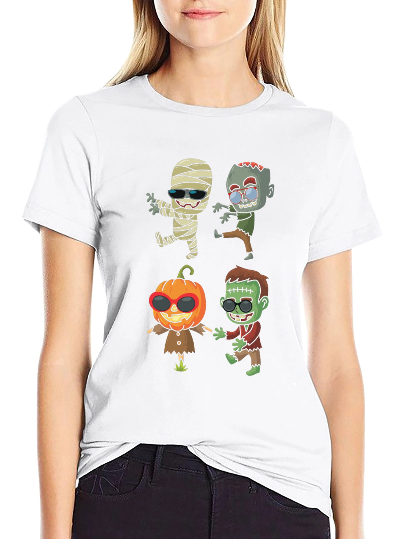 Black Halloween Cartoon T-Shirt view 9