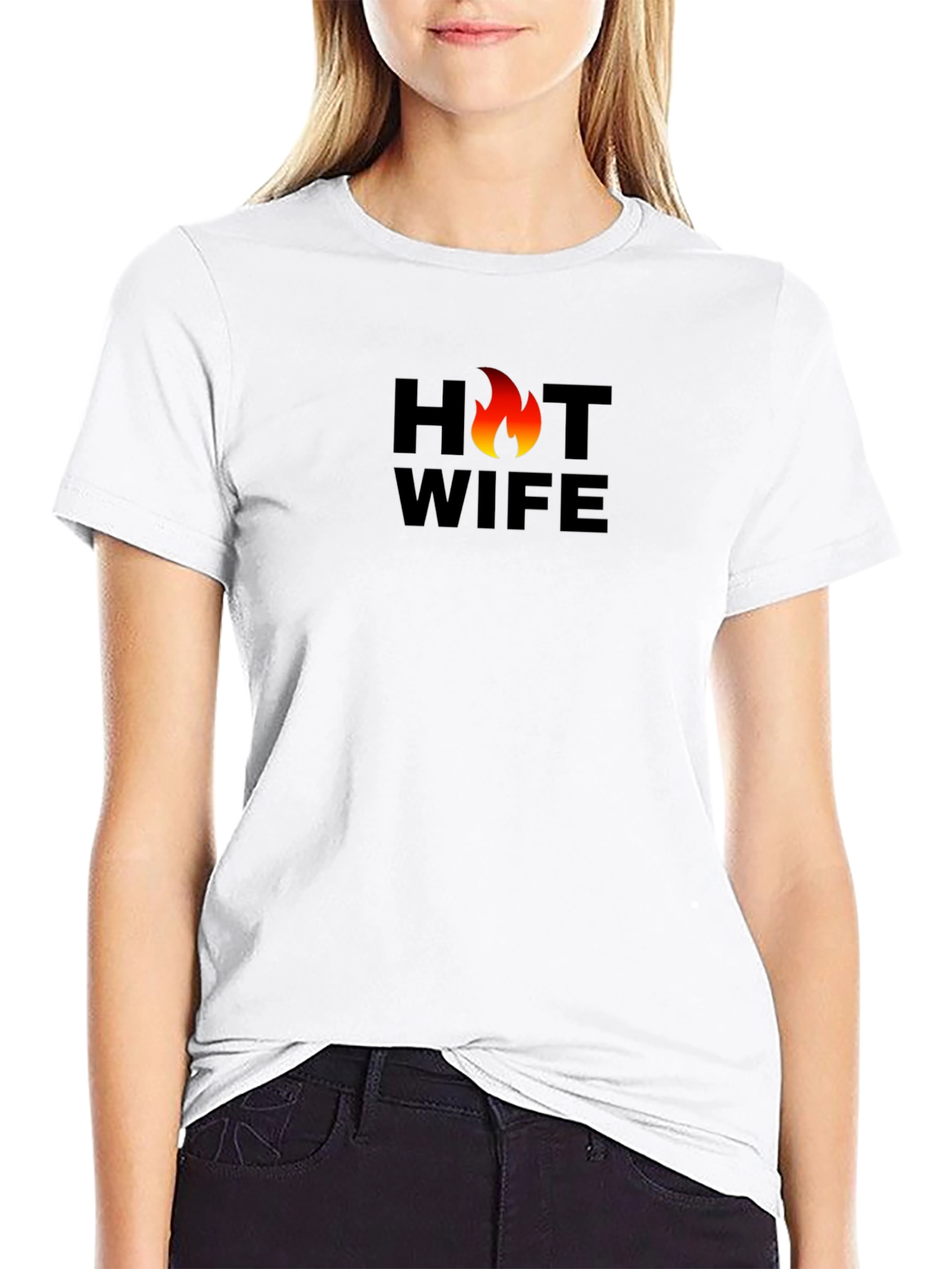 Black Hot Wife Graphic T-Shirt - Black Cotton Tee view 9