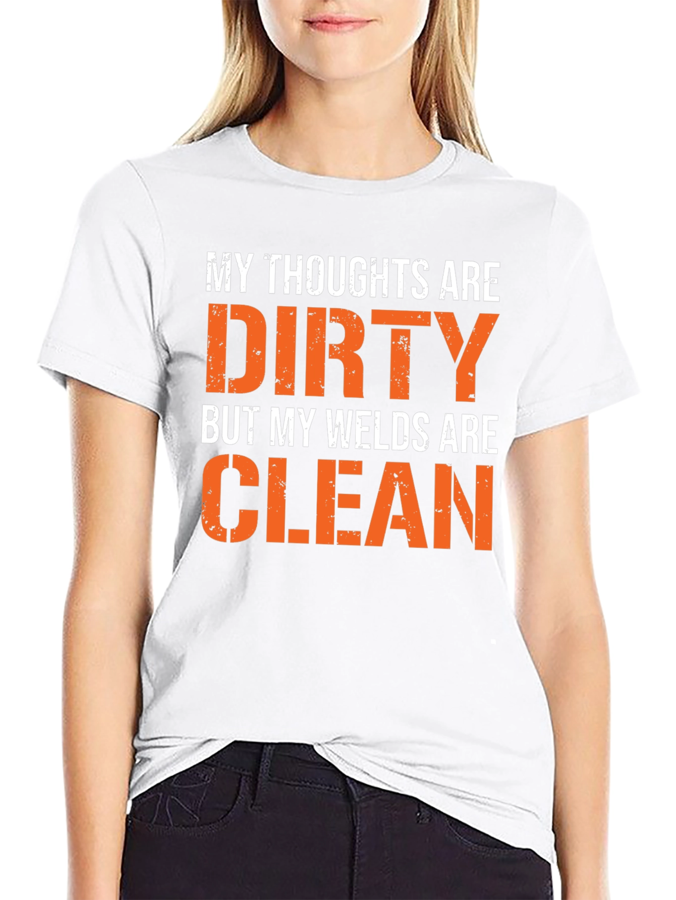 Black Dirty Thoughts, Clean Welds Graphic Tee view 9