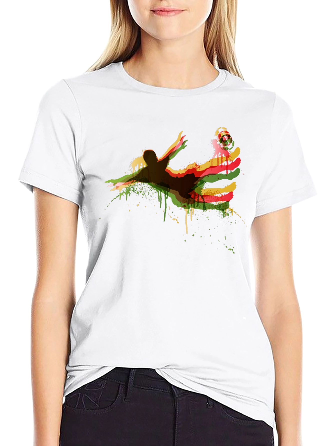 Black Soccer Kick Graphic Tee - Black Cotton Blend Shirt view 9