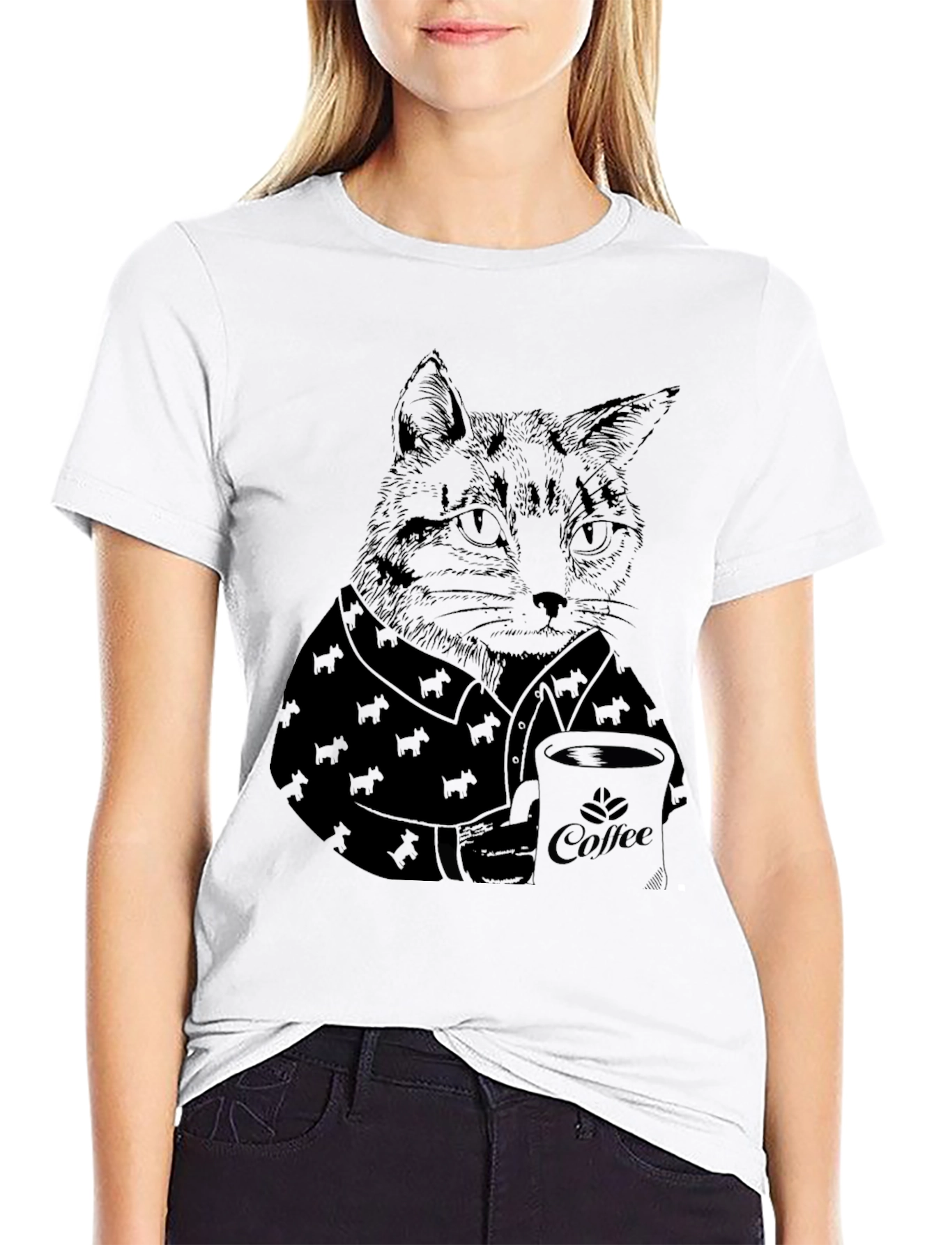 Black Cat Coffee Lover Black T-Shirt view 9