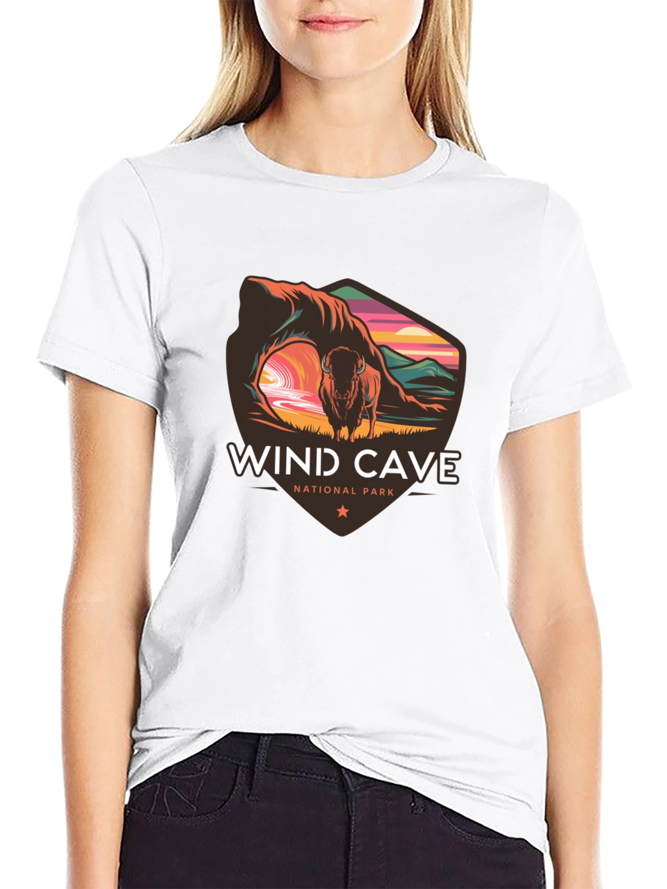 Black Wind Cave National Park Black T-Shirt view 9