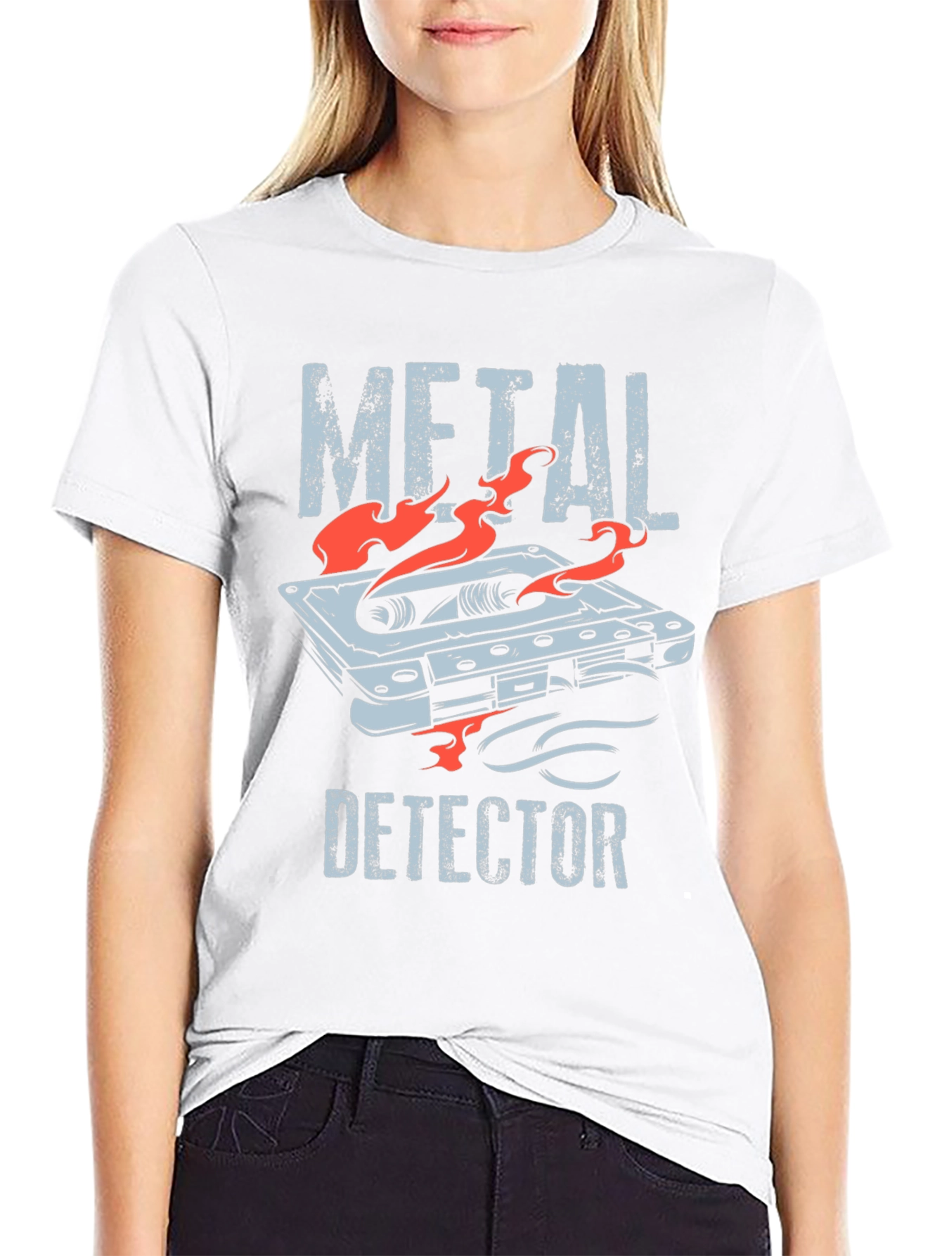 Black Metal Detector Cassette Tape Graphic T-Shirt view 9