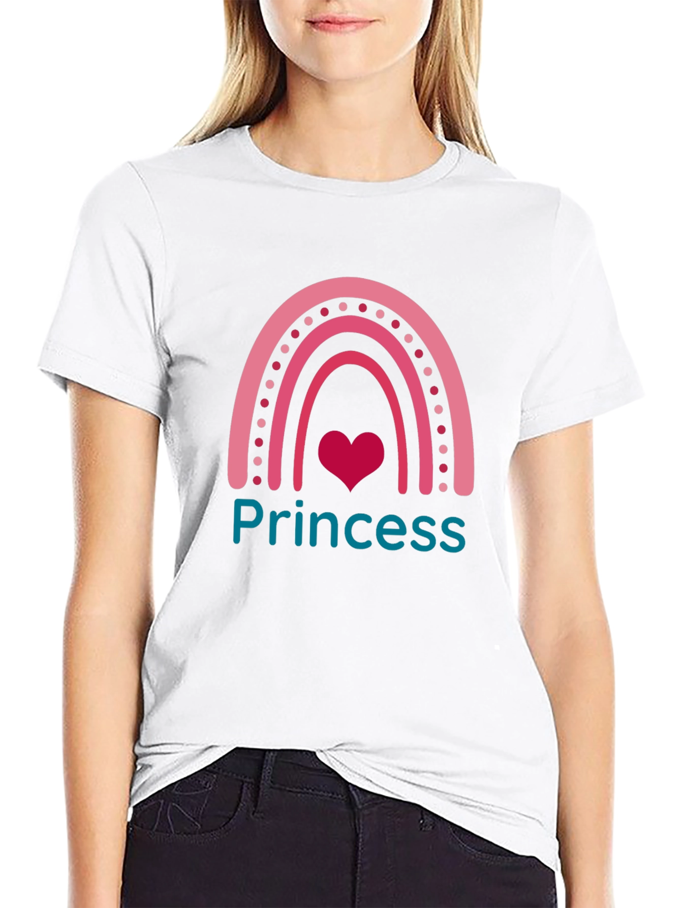 Black Princess Rainbow Heart T-Shirt - Cute & Stylish! view 9