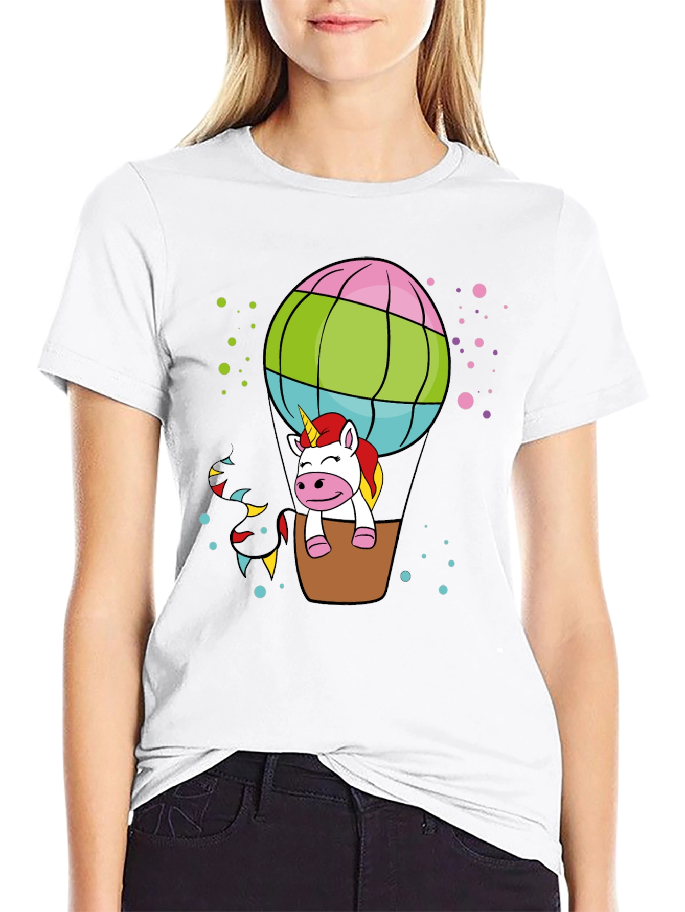 Black Unicorn Hot Air Balloon T-Shirt view 9