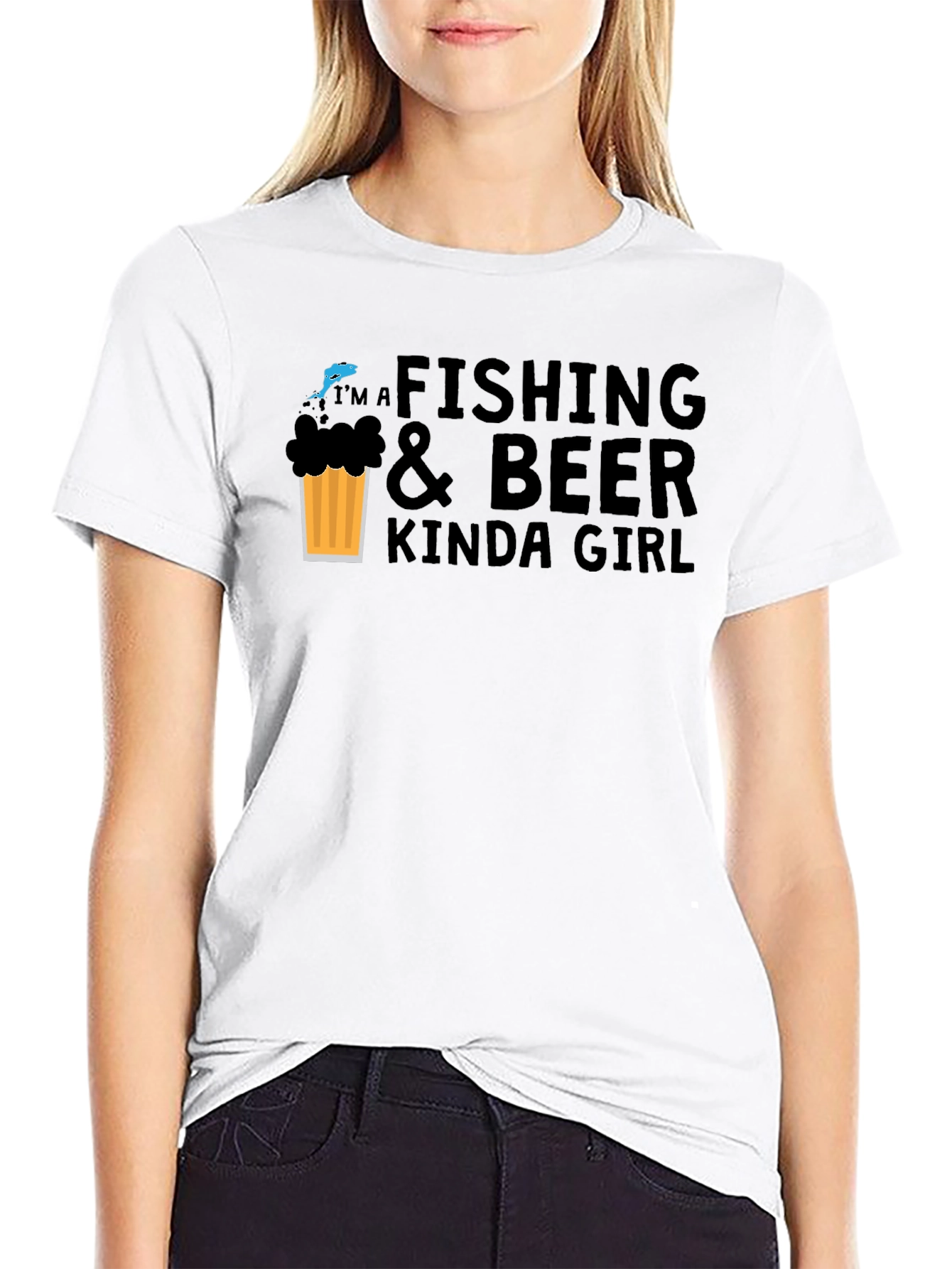 Black Fishing & Beer Kinda Girl Graphic Tee - Unisex view 9