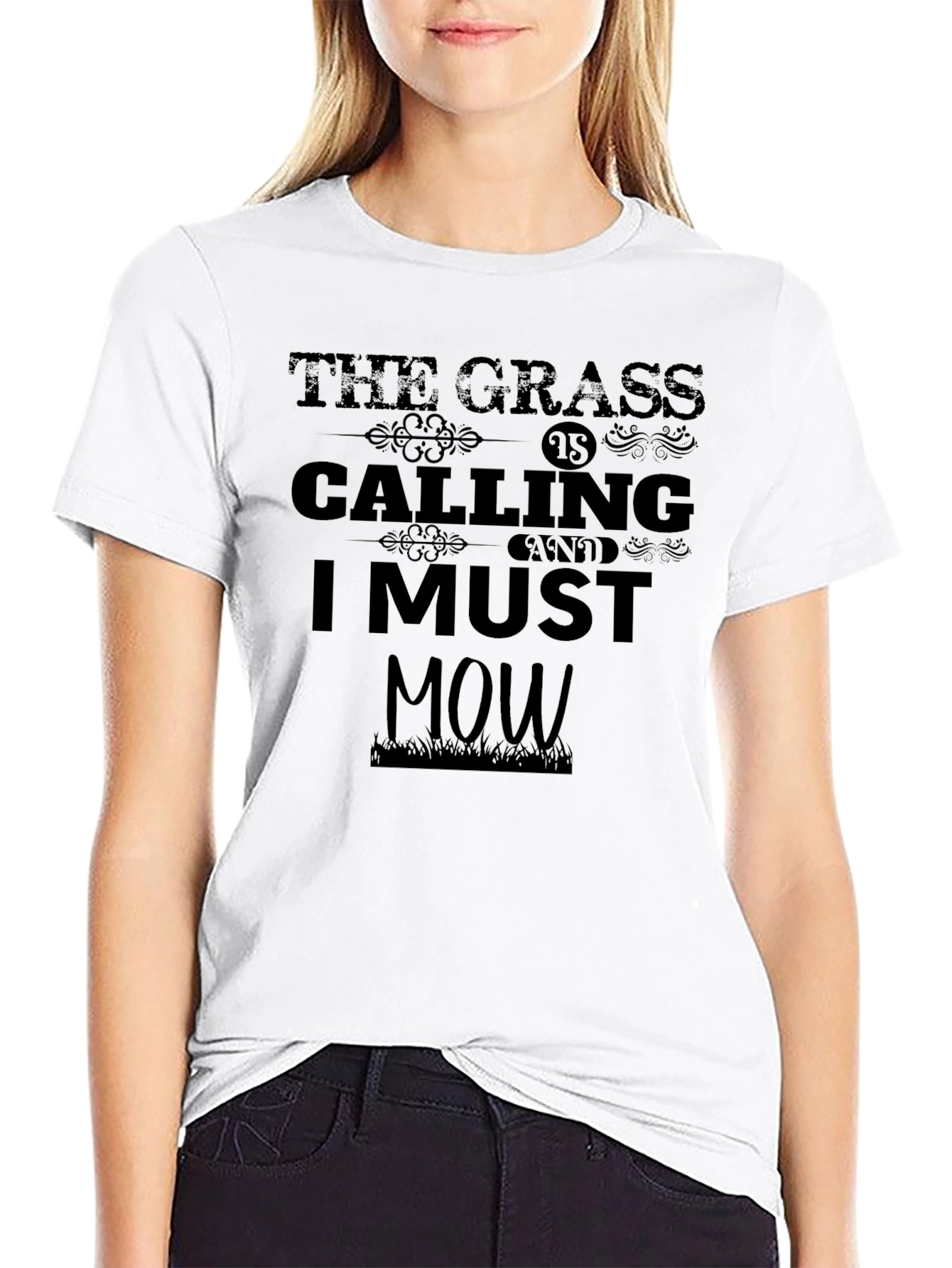 Black The Grass Is Calling T-Shirt - Lawn Mowing Humor view 9