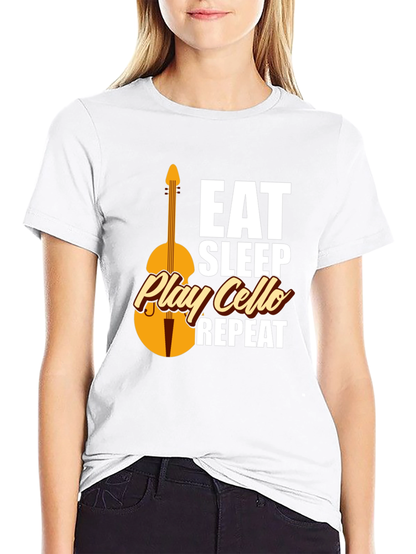 Black Eat Sleep Play Cello Repeat T-Shirt view 9