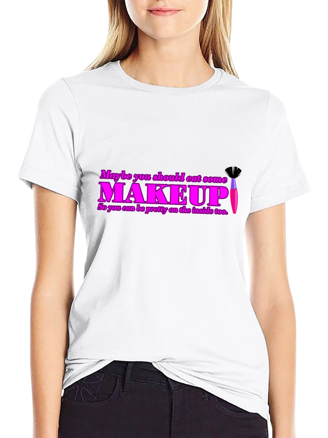 Black Eat Makeup Funny Sarcastic T-Shirt view 9