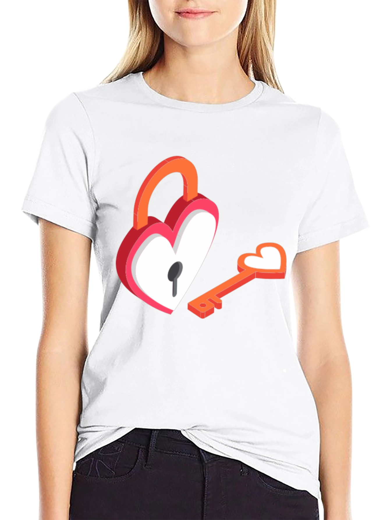 Black Heart Lock and Key T-Shirt view 9
