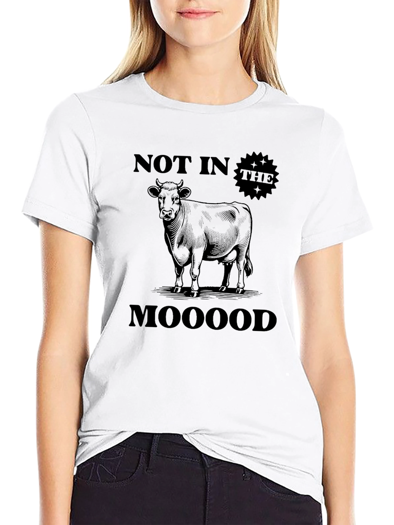 Black Not In The Mooood Graphic Tee - Black Humor T-Shirt view 9