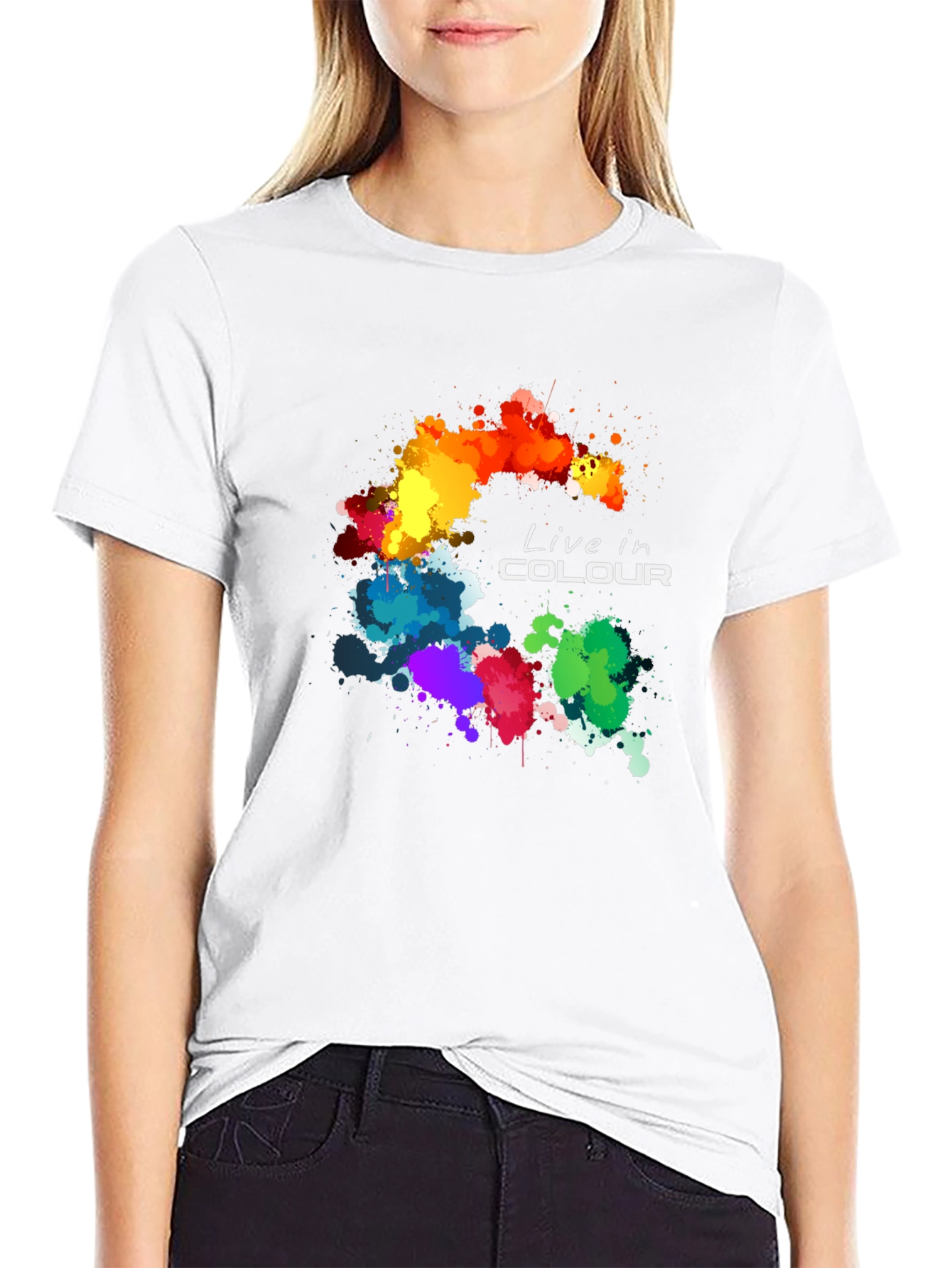 Black Live in Colour Graphic T-Shirt - Black view 9