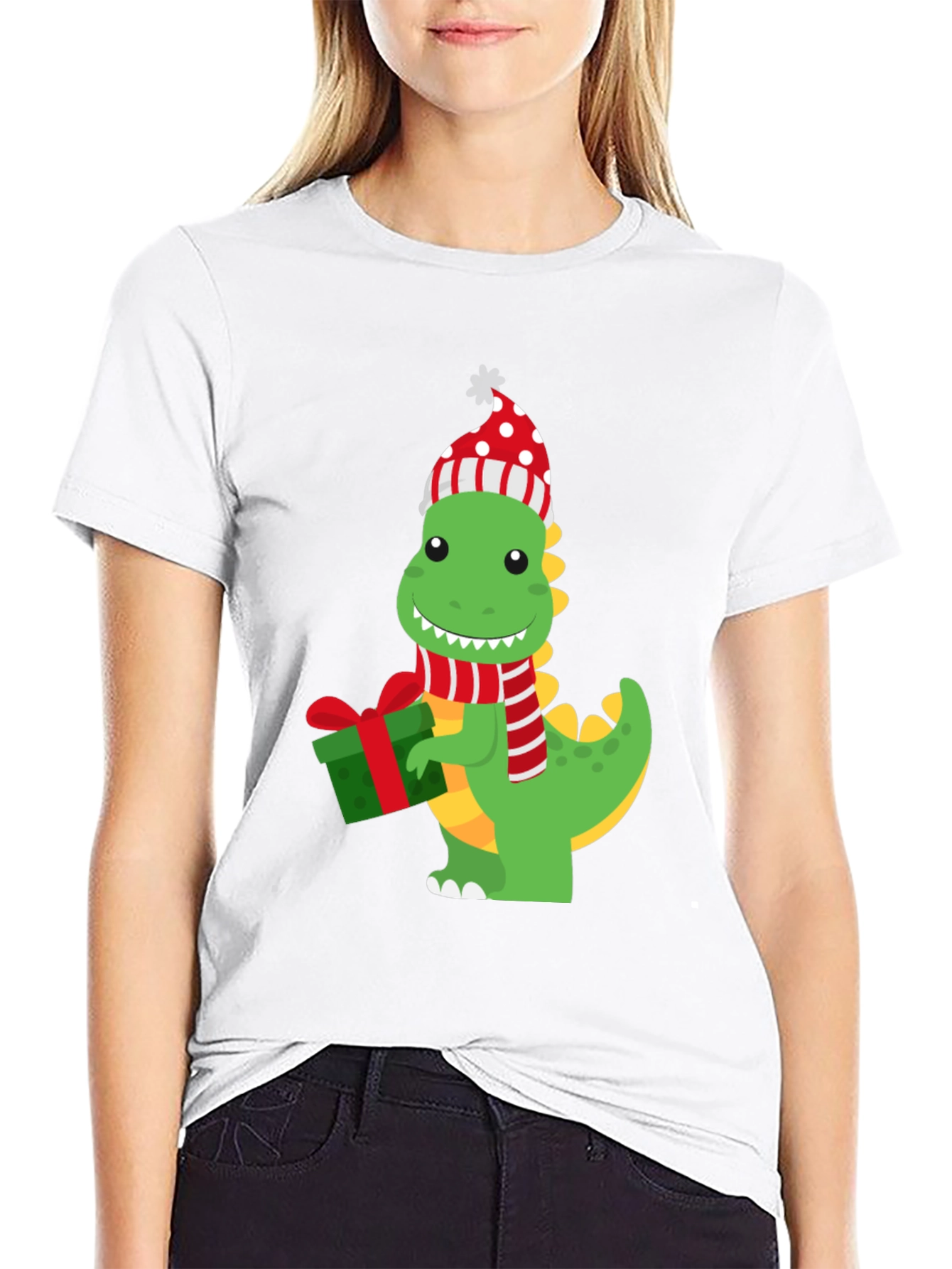 Black Festive Dino Graphic Tee view 9