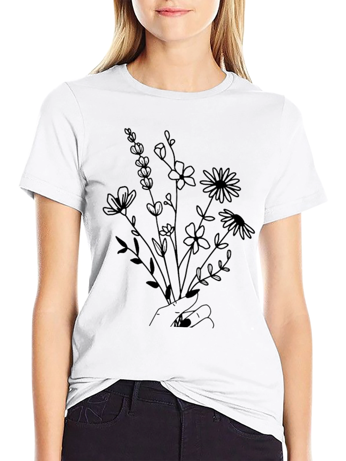 Floral Bouquet Graphic Tee - Hand Drawn Flowers - 9