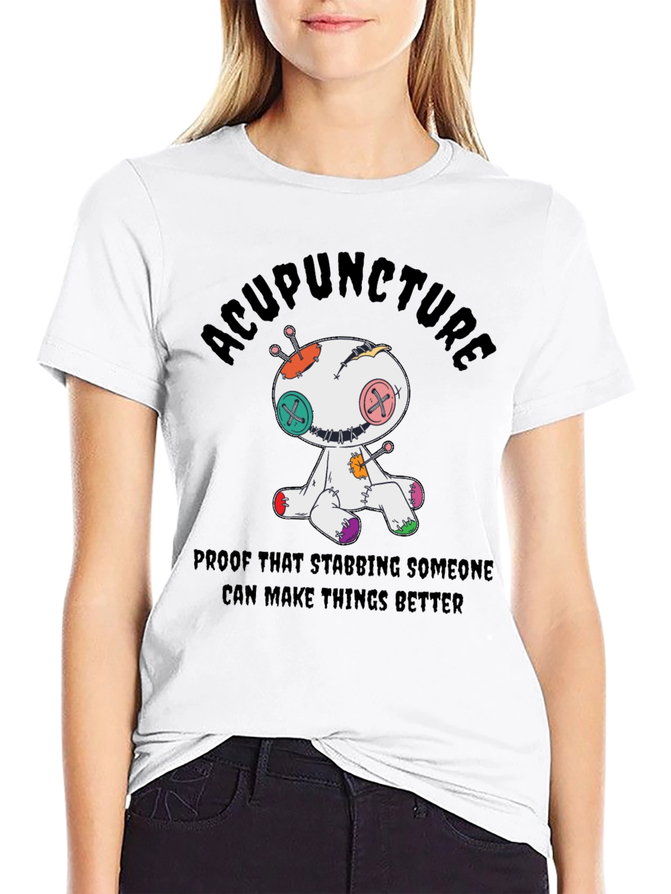 Black Acupuncture Voodoo Doll T-Shirt view 9