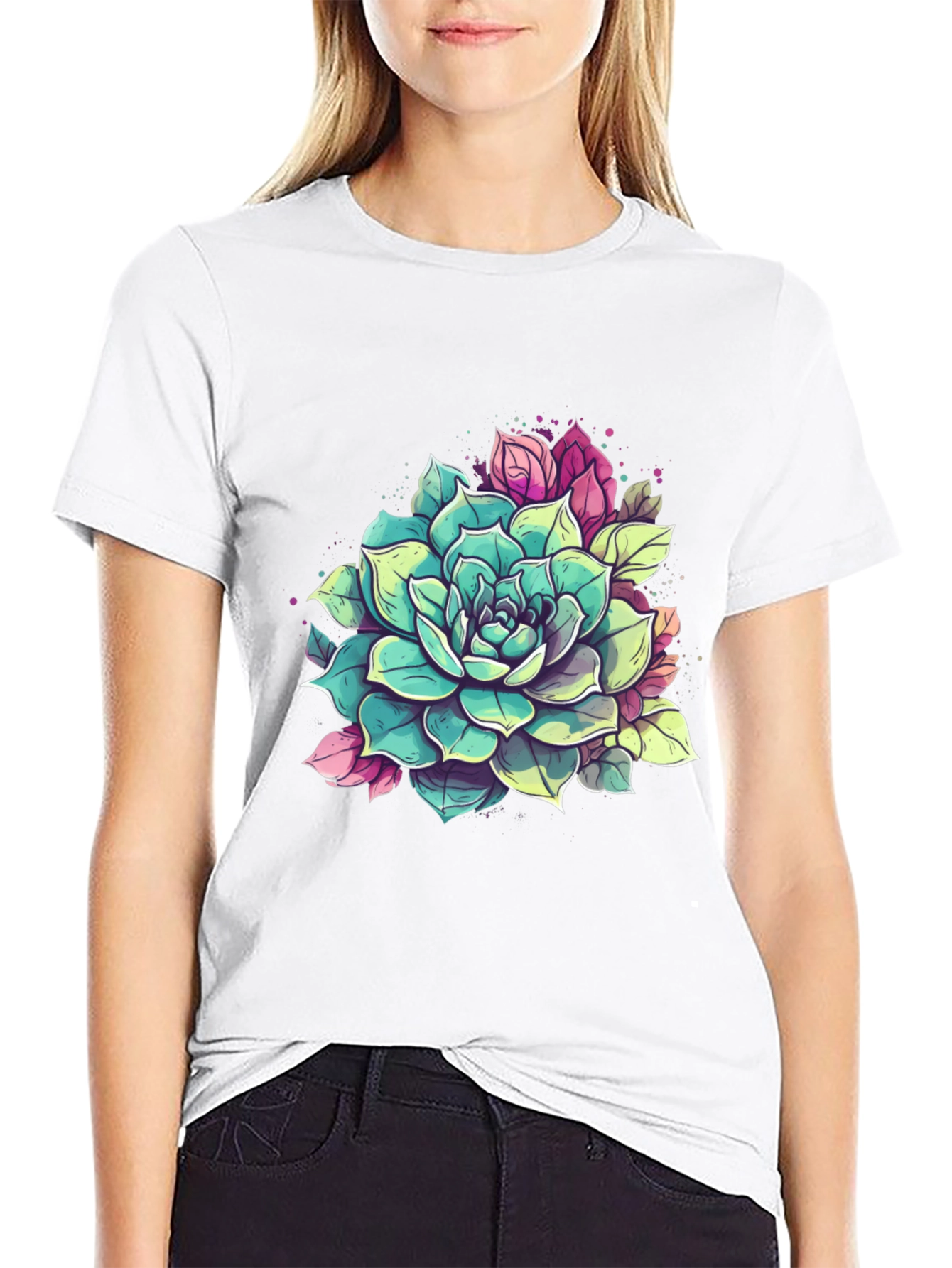 Black Succulent Graphic Tee - Black Cotton view 9