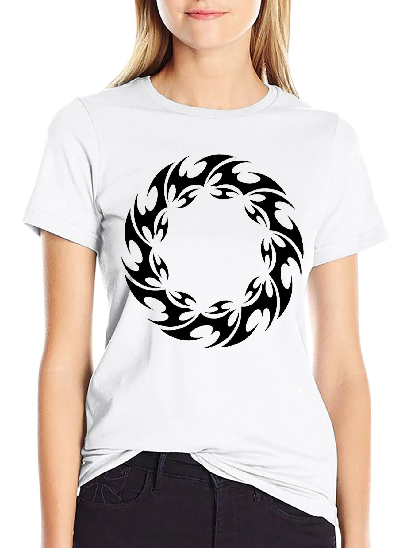 Black Black Tribal Ring Graphic Tee view 9