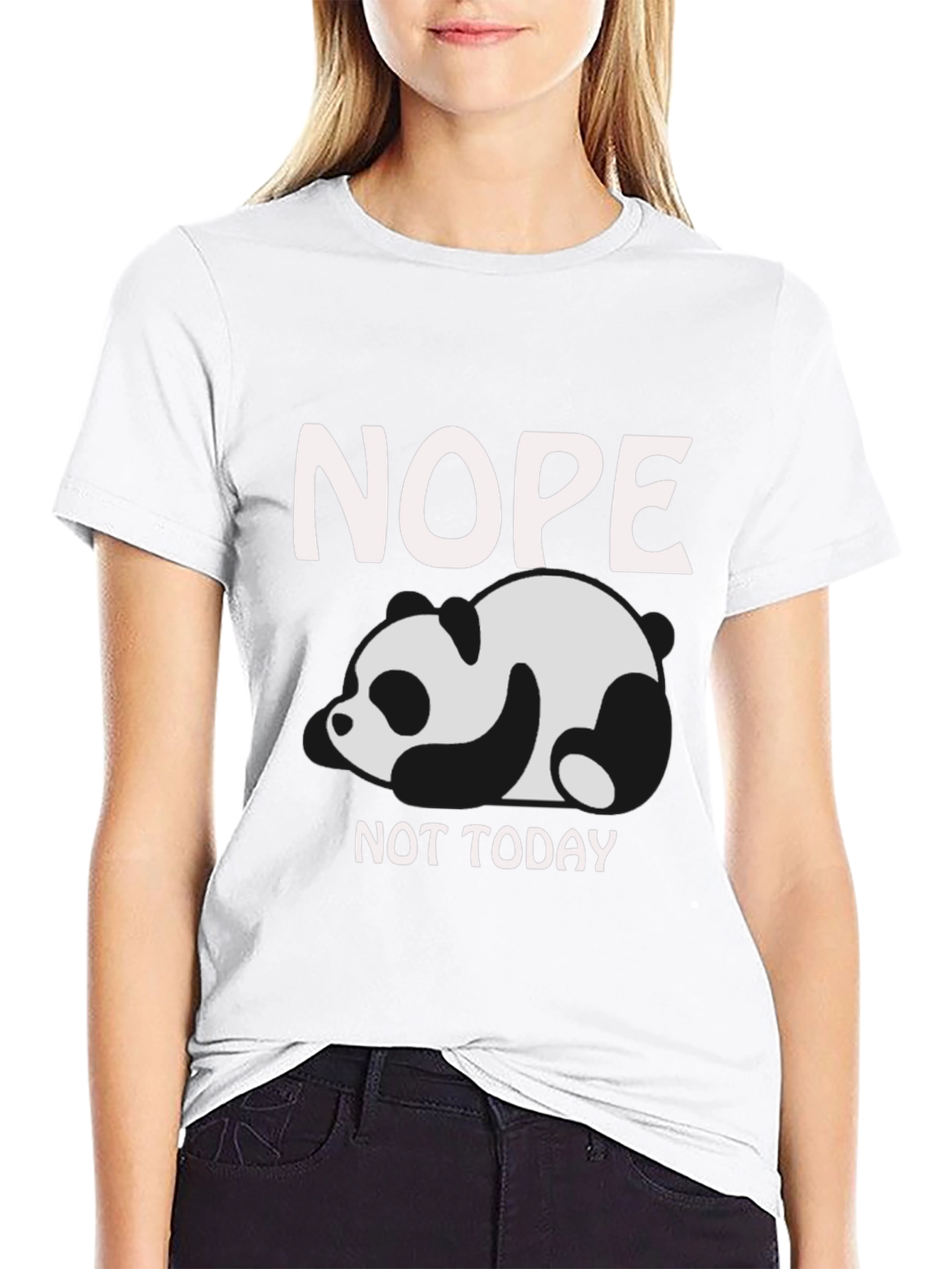 Black Nope Not Today Panda Graphic T-Shirt view 9