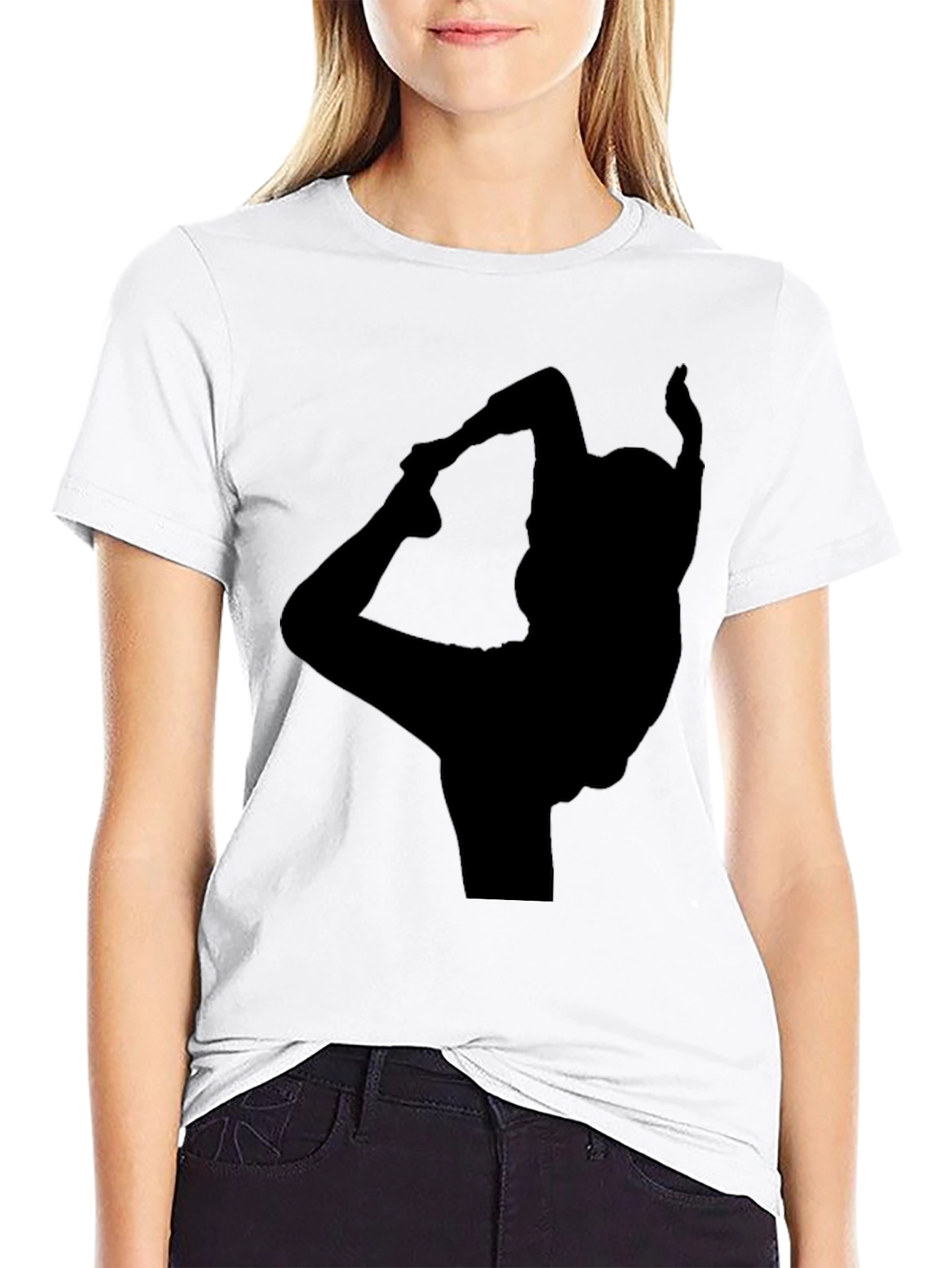 Black Yoga Silhouette Black T-Shirt view 9