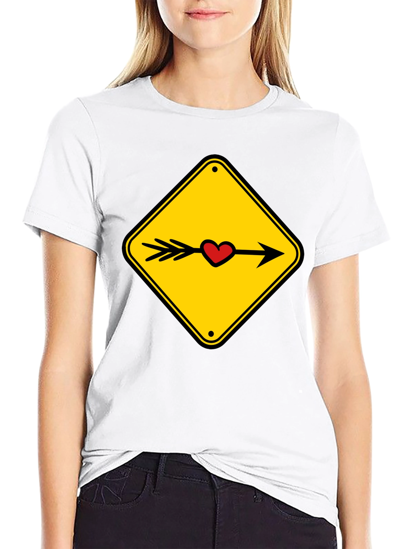 Black Heart Arrow Sign Black T-Shirt view 9