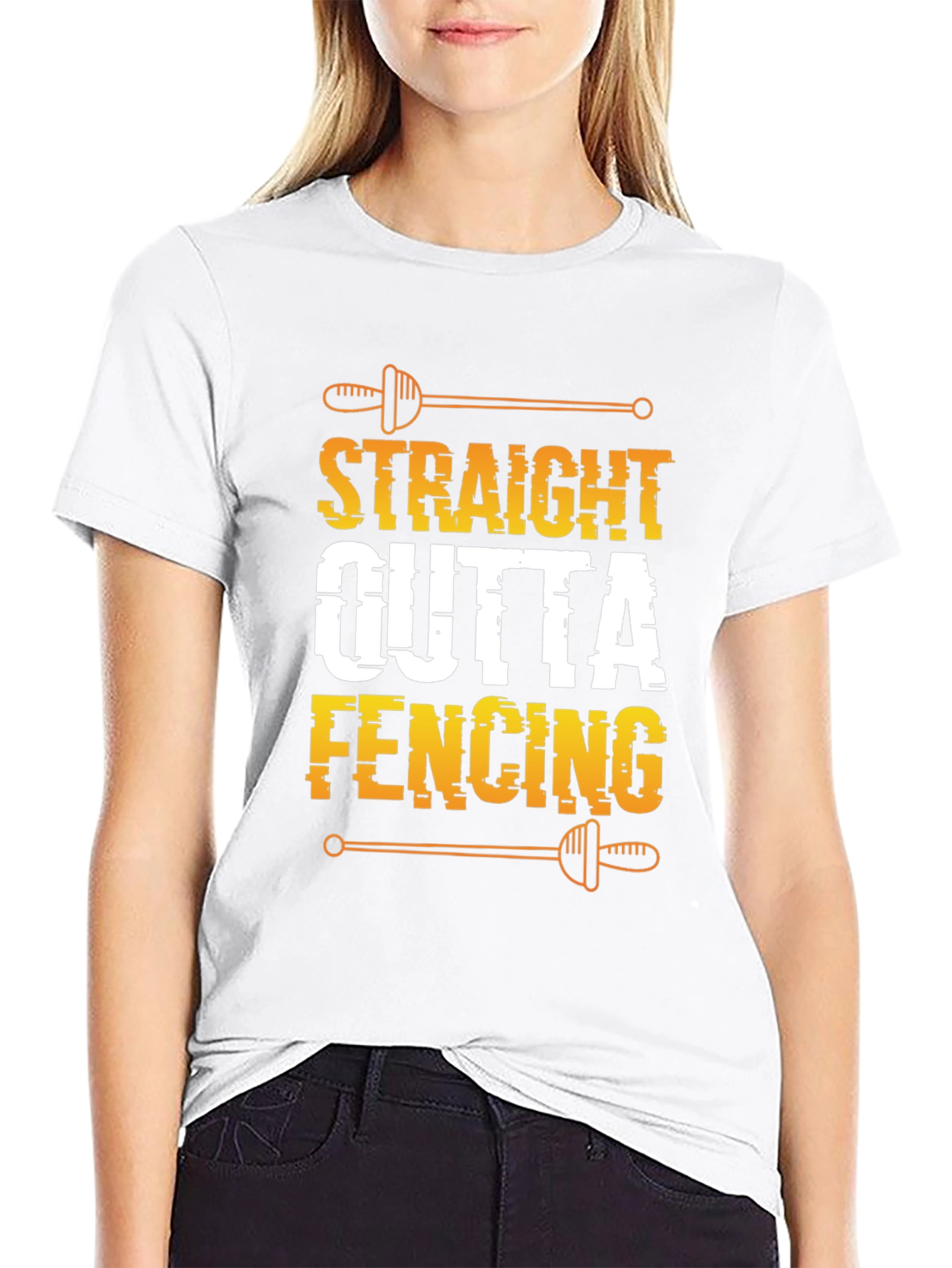 Black Straight Outta Fencing Black T-Shirt view 9