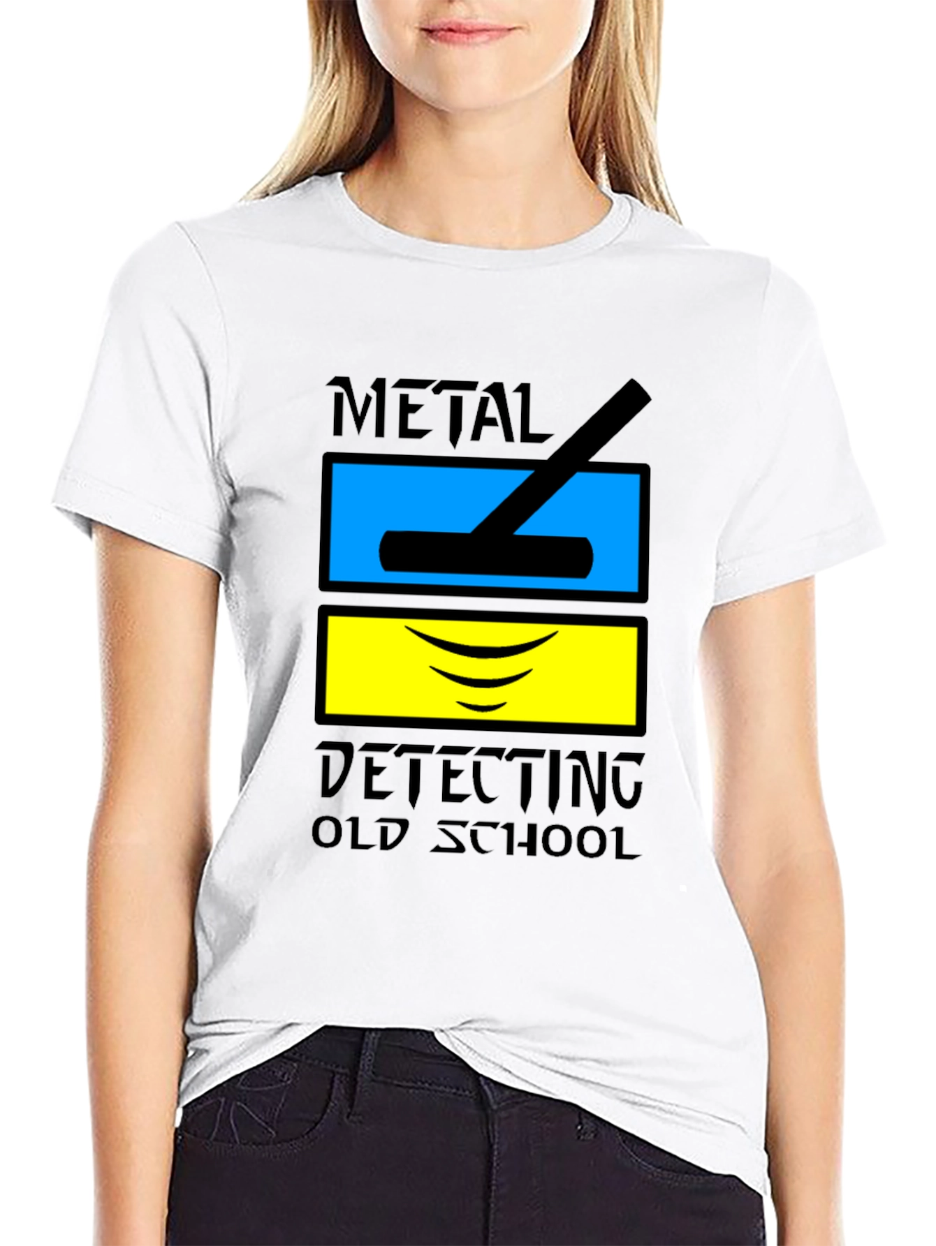 Black Metal Detecting Old School T-Shirt view 9