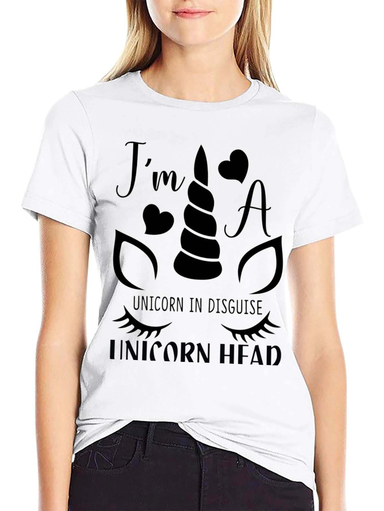Black I'm a Unicorn in Disguise Graphic T-Shirt view 9
