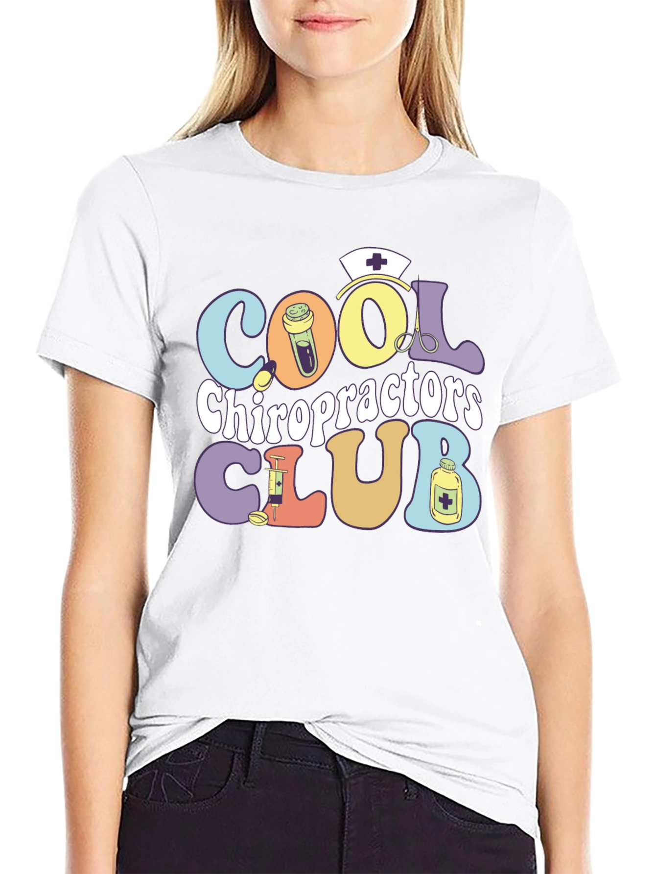 Black Cool Chiropractors Club T-Shirt view 9