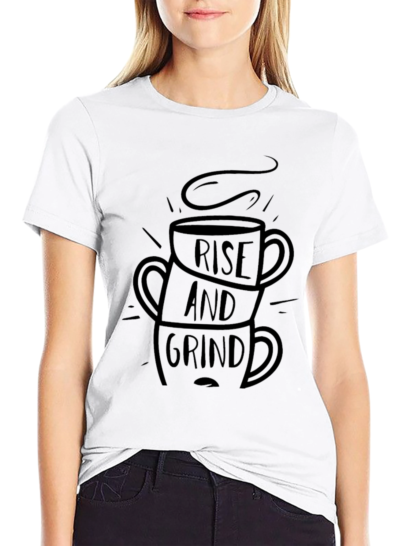 Black Rise and Grind Graphic Tee - Coffee Lover's T-Shirt view 9