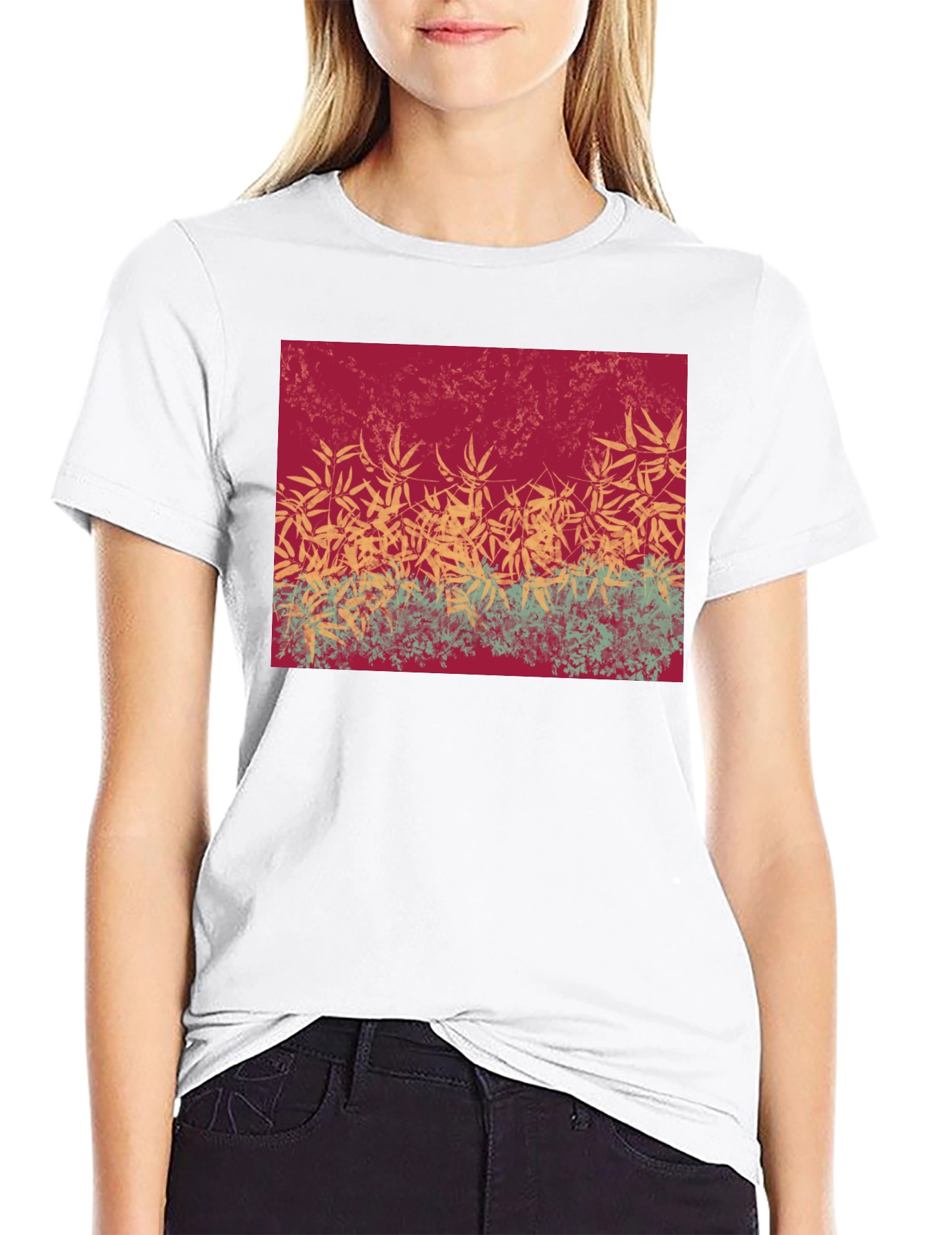 Black Botanical Print Crew Neck T-Shirt view 9