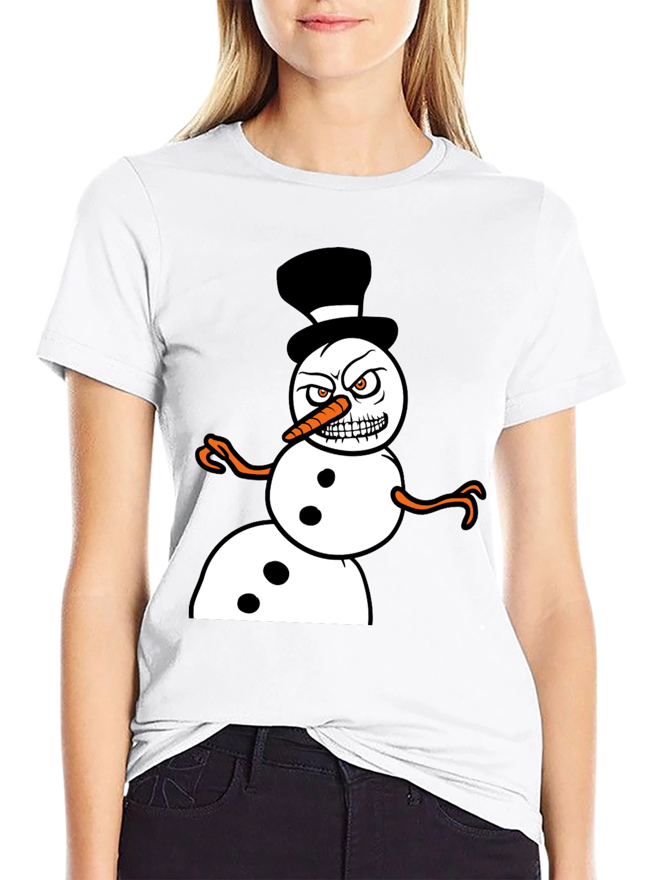 Black Grumpy Snowman Graphic Tee view 9